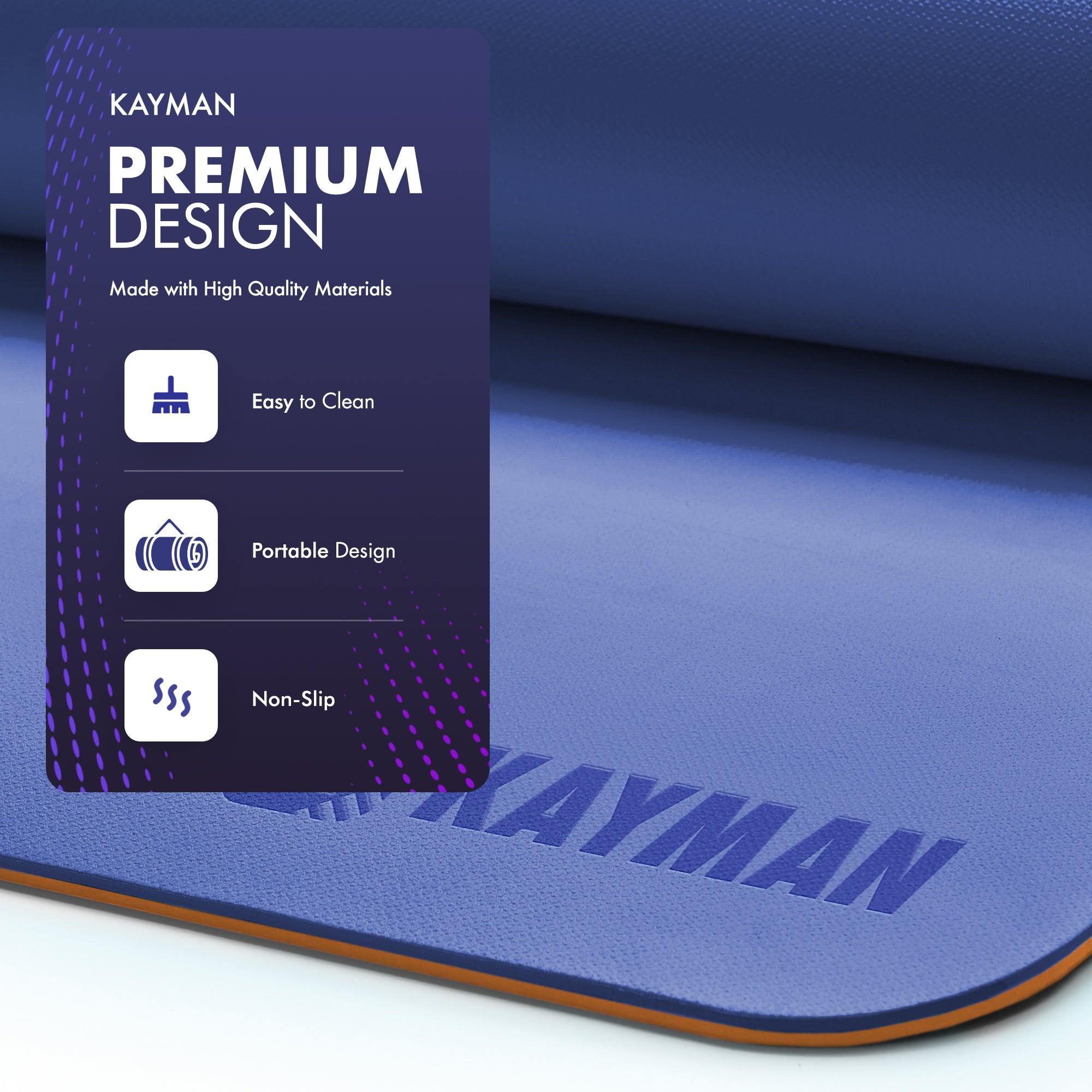 KAYMAN Yoga & Exercise Mat with Carry Strap, Large Non-Slip Comfortable Training & Workout Floor Mat for Home or Outdoor, Gym, Pilates, Gymnastics, HiiT, Stretching & Meditation