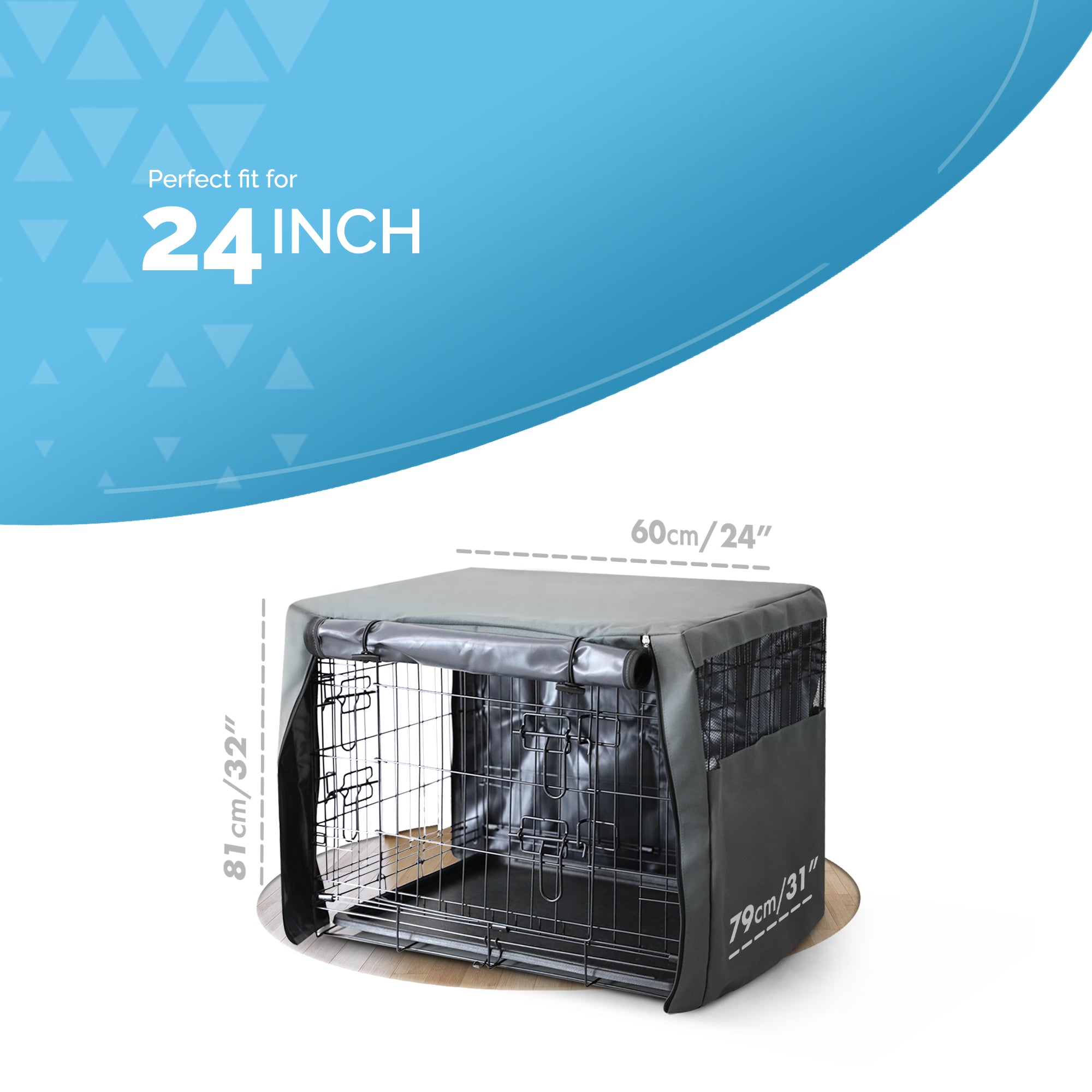 FurDreams Premium 24-Inch Dog Crate Cover – Polyester with PVC Coating, Rolling Doors & Breathable Mesh Windows – Easy Installation, Machine Washable – Ideal for Puppy Training
