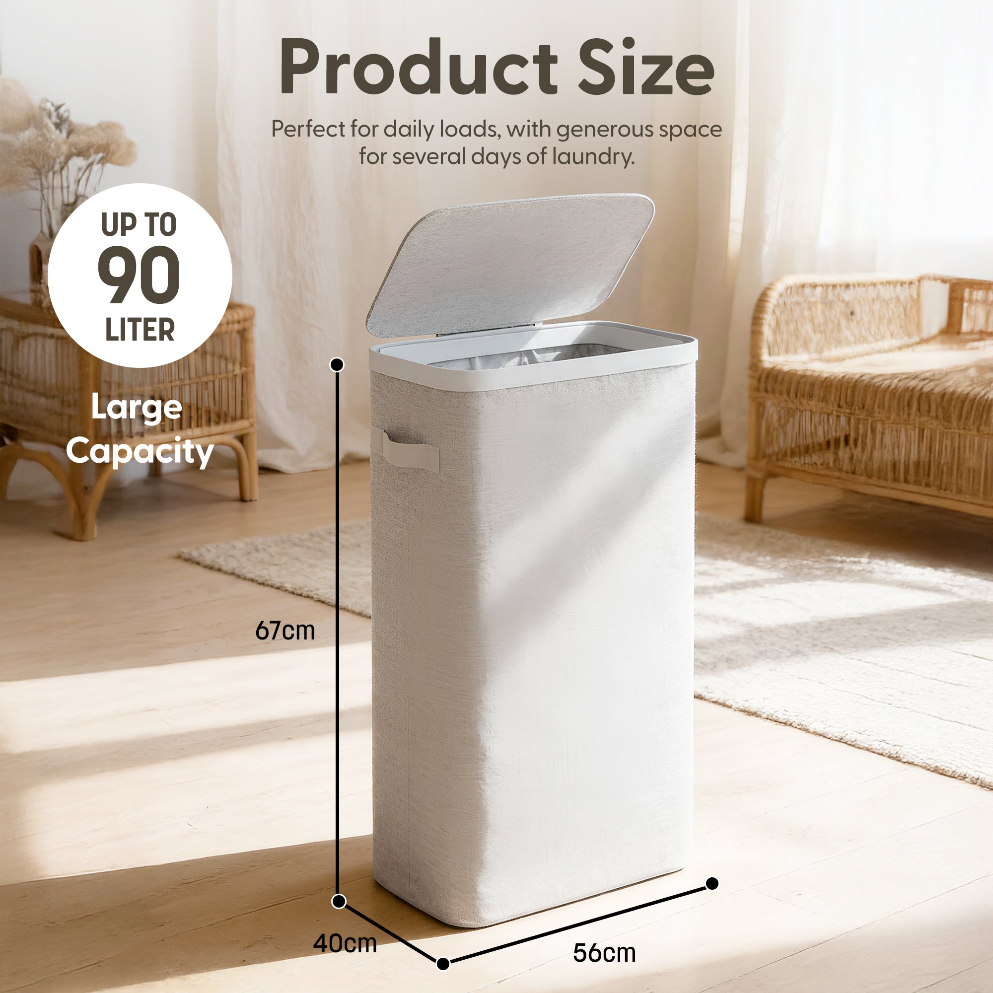 Keplin Collapsible Laundry Basket with Lid & Removable Liner