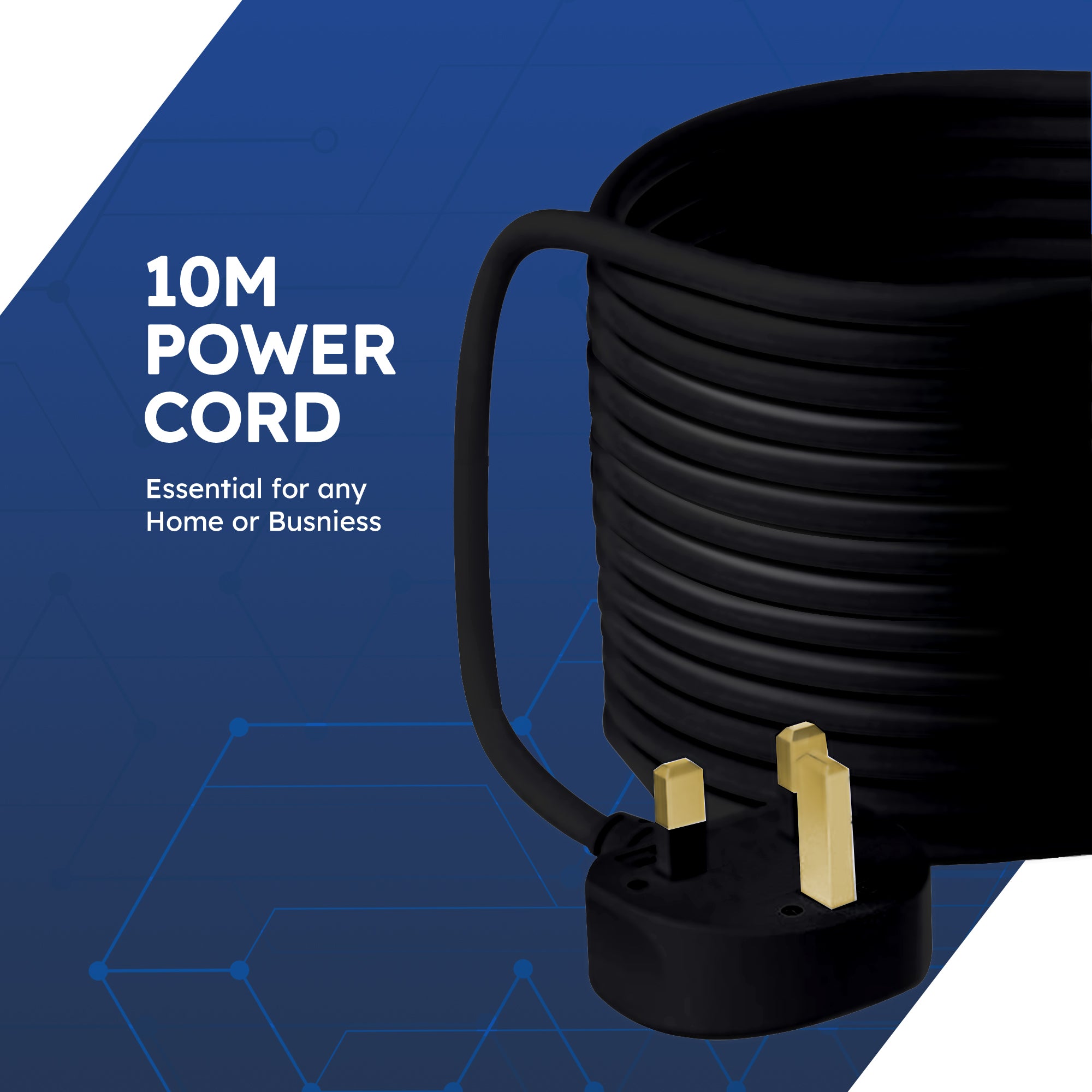 Desiretech Electric Extension Lead - 4 Gang, UK Plug & 3 Pin Socket - Wall Mountable & Multi Socket Mains Strip for Home, Bedroom, Kitchen, & Office (1 Pack)