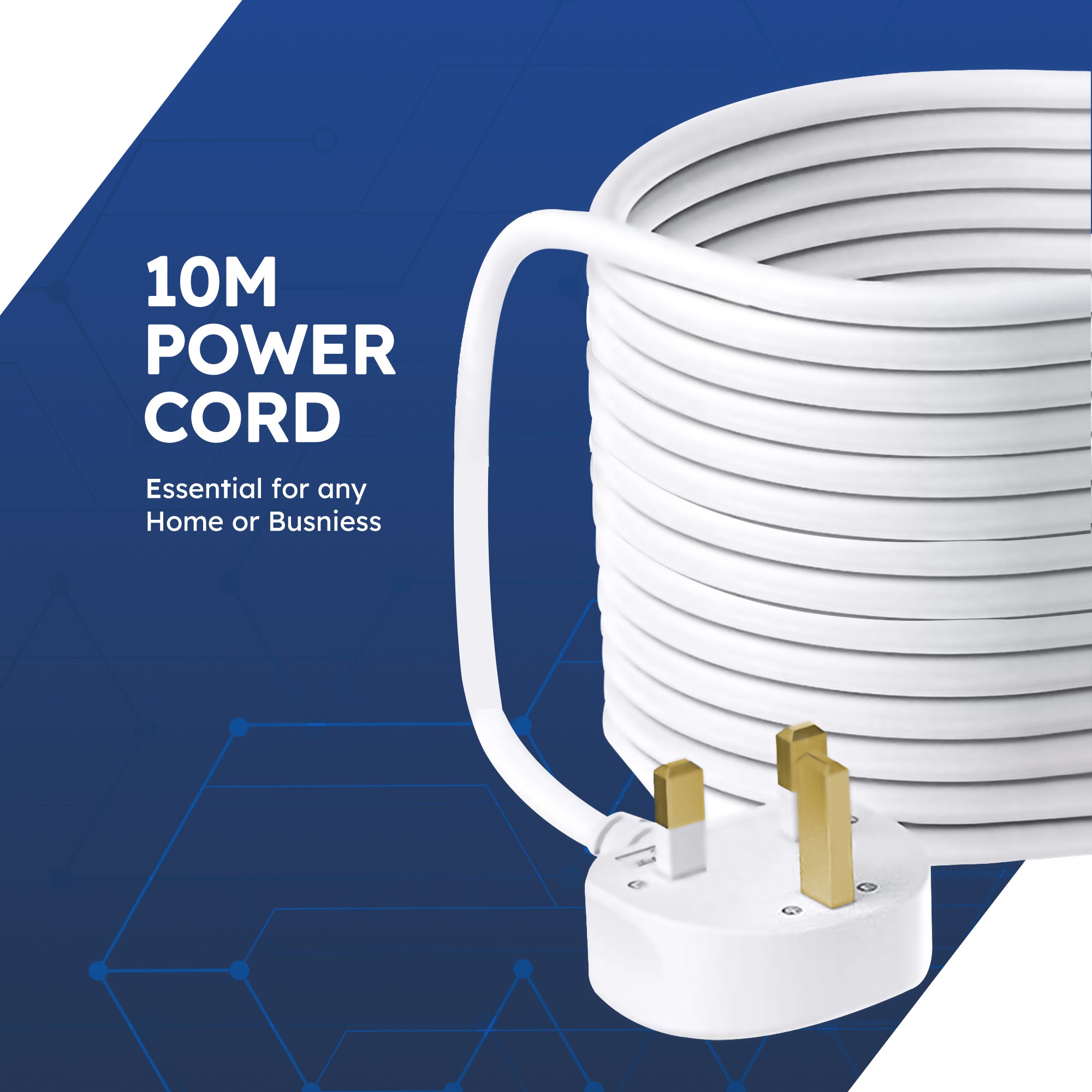 Desiretech Electric Extension Lead - 4 Gang, UK Plug & 3 Pin Socket - Wall Mountable & Multi Socket Mains Strip for Home, Bedroom, Kitchen, & Office (1 Pack)