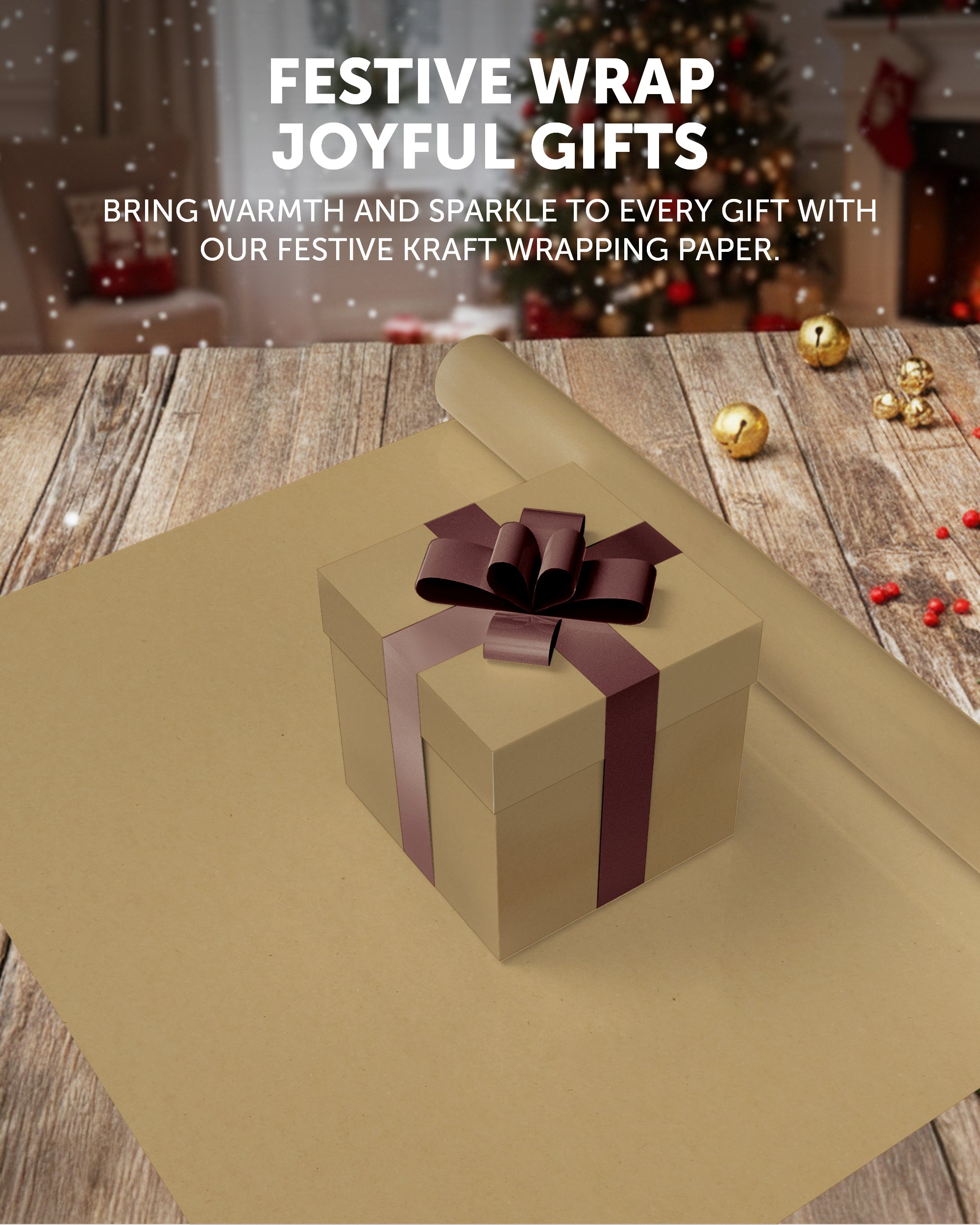 Kraft & Co Recycled Kraft Wrapping Paper Roll – 80gsm Durable Tear-Resistant Gift Wrap, Eco-Friendly, Recyclable & Biodegradable – All-Occasion Wrapping Paper