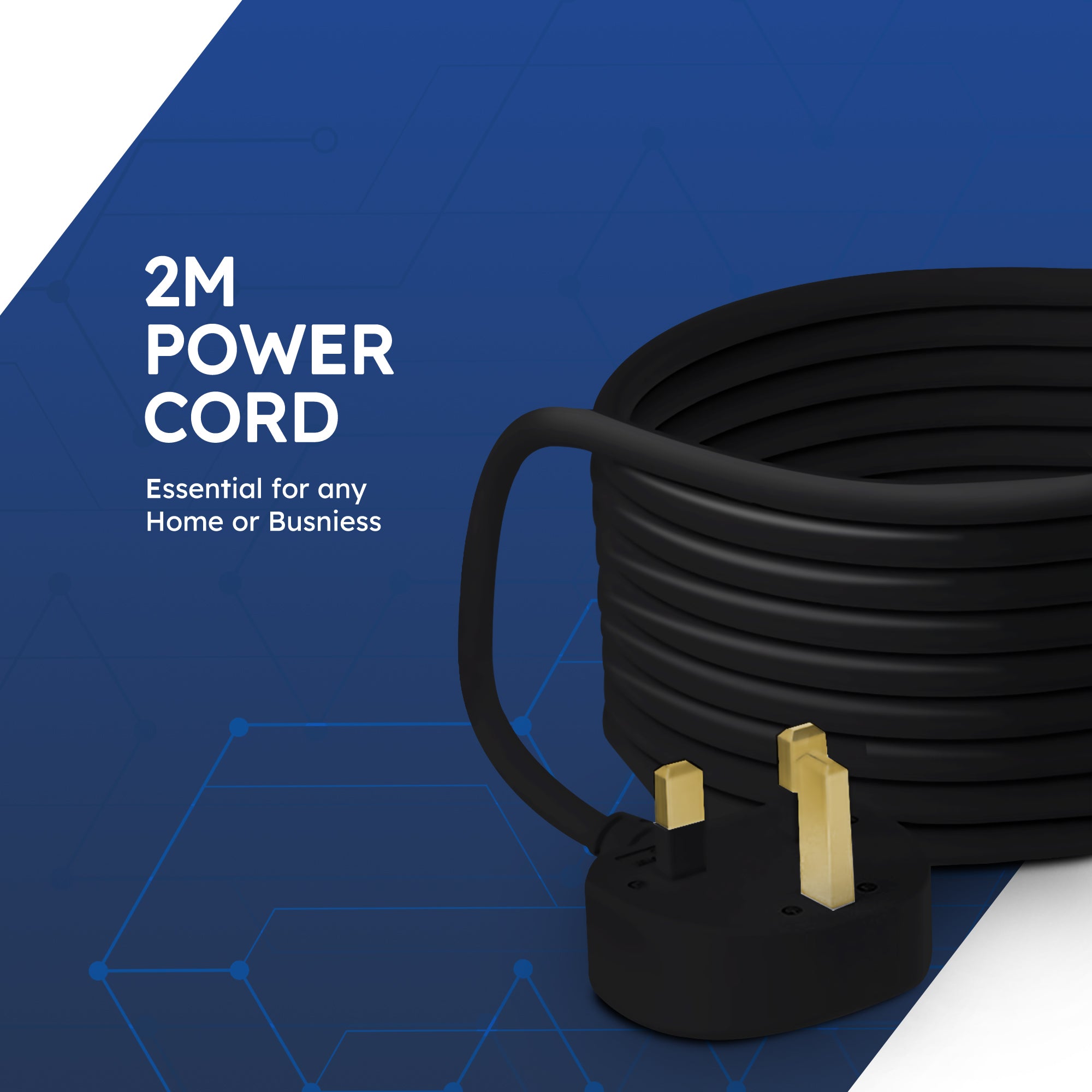 Desiretech Electric Extension Lead - 4 Gang, UK Plug & 3 Pin Socket - Wall Mountable & Multi Socket Mains Strip for Home, Bedroom, Kitchen, & Office (1 Pack)