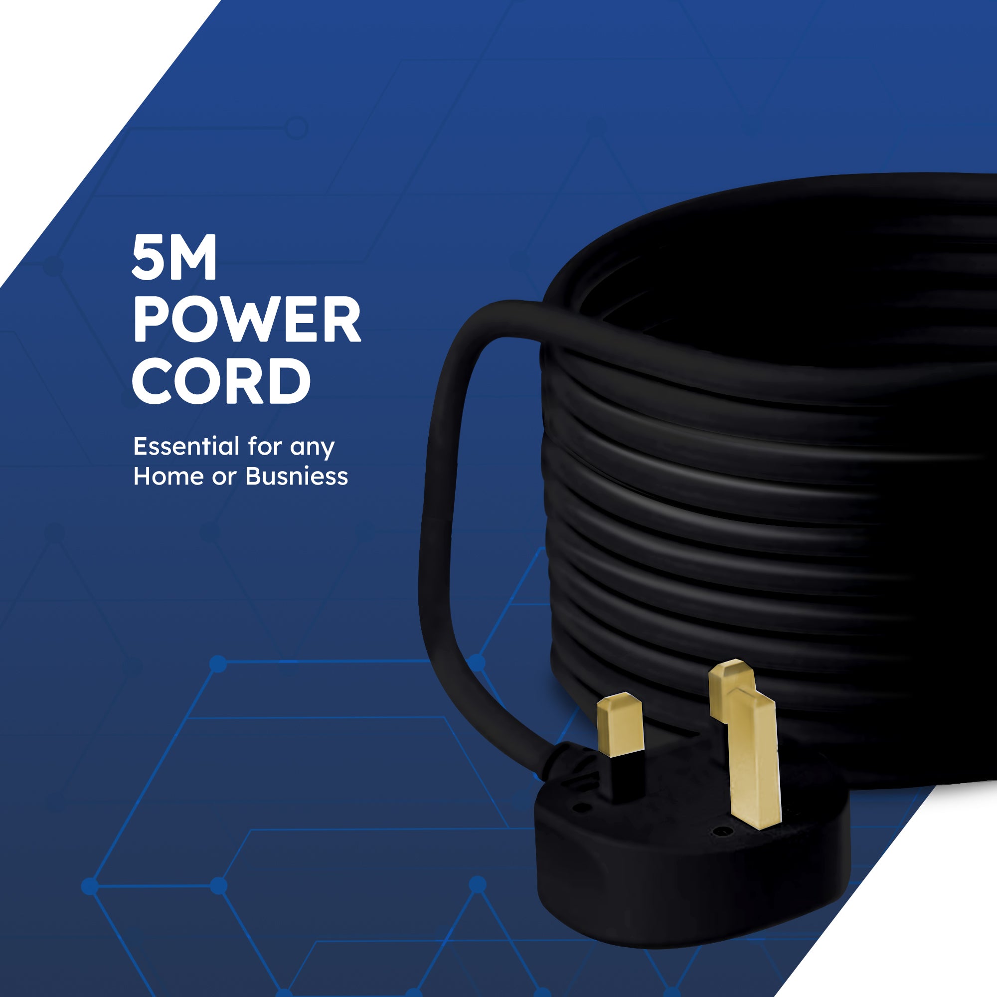 Desiretech Electric Extension Lead - 4 Gang, UK Plug & 3 Pin Socket - Wall Mountable & Multi Socket Mains Strip for Home, Bedroom, Kitchen, & Office (1 Pack)