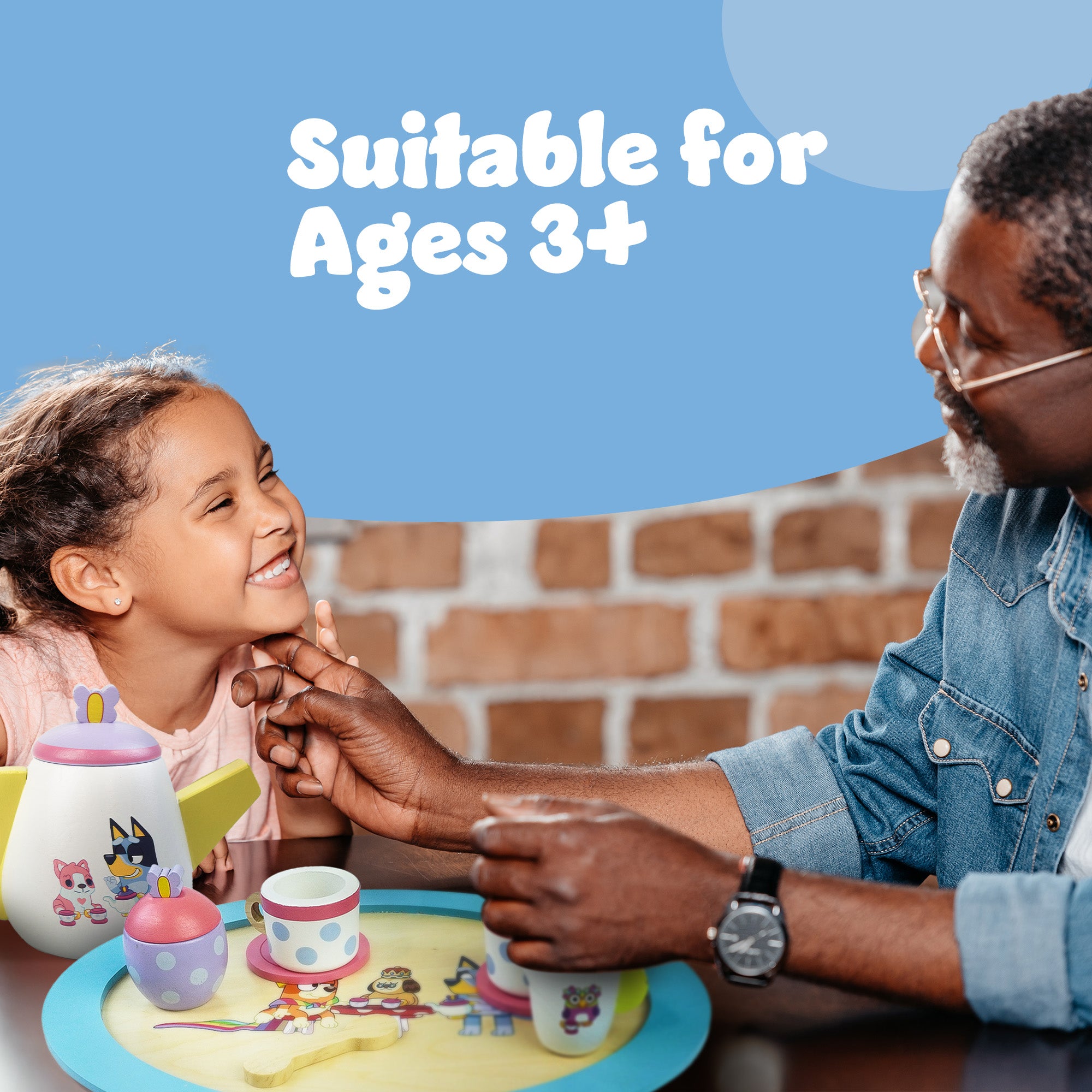 Bluey Wooden Tea Party Set – 18 Piece Pretend Play Set – FSC Certified Eco-Friendly Toy for Kids Aged 3+
