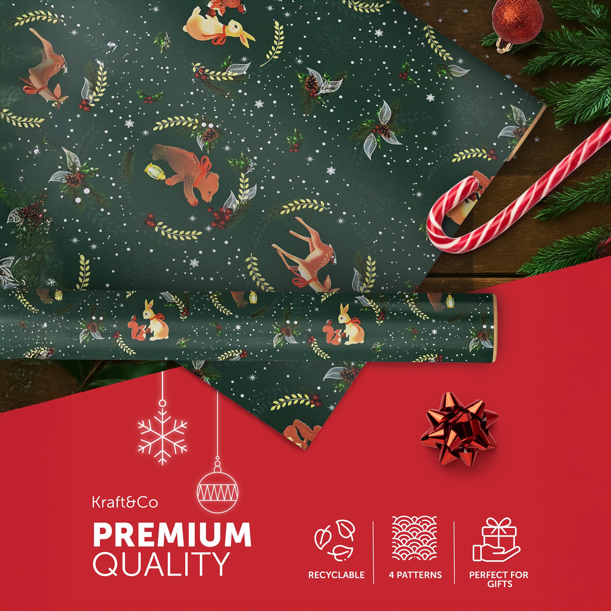 Kraft & Co 4 pack 69cm x 8M Gift Wrapping Paper Ideal for Gifts Arts & Crafts