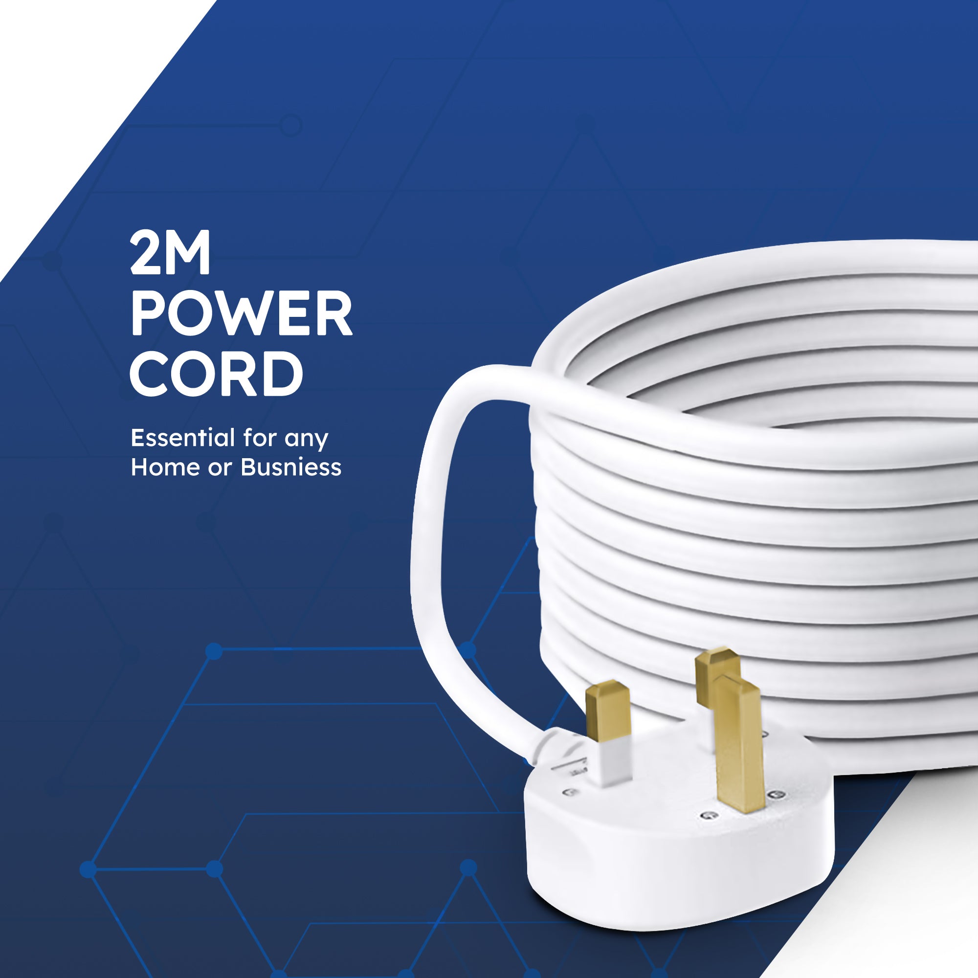 Desiretech Electric Extension Lead - 4 Gang, UK Plug & 3 Pin Socket - Wall Mountable & Multi Socket Mains Strip for Home, Bedroom, Kitchen, & Office (1 Pack)