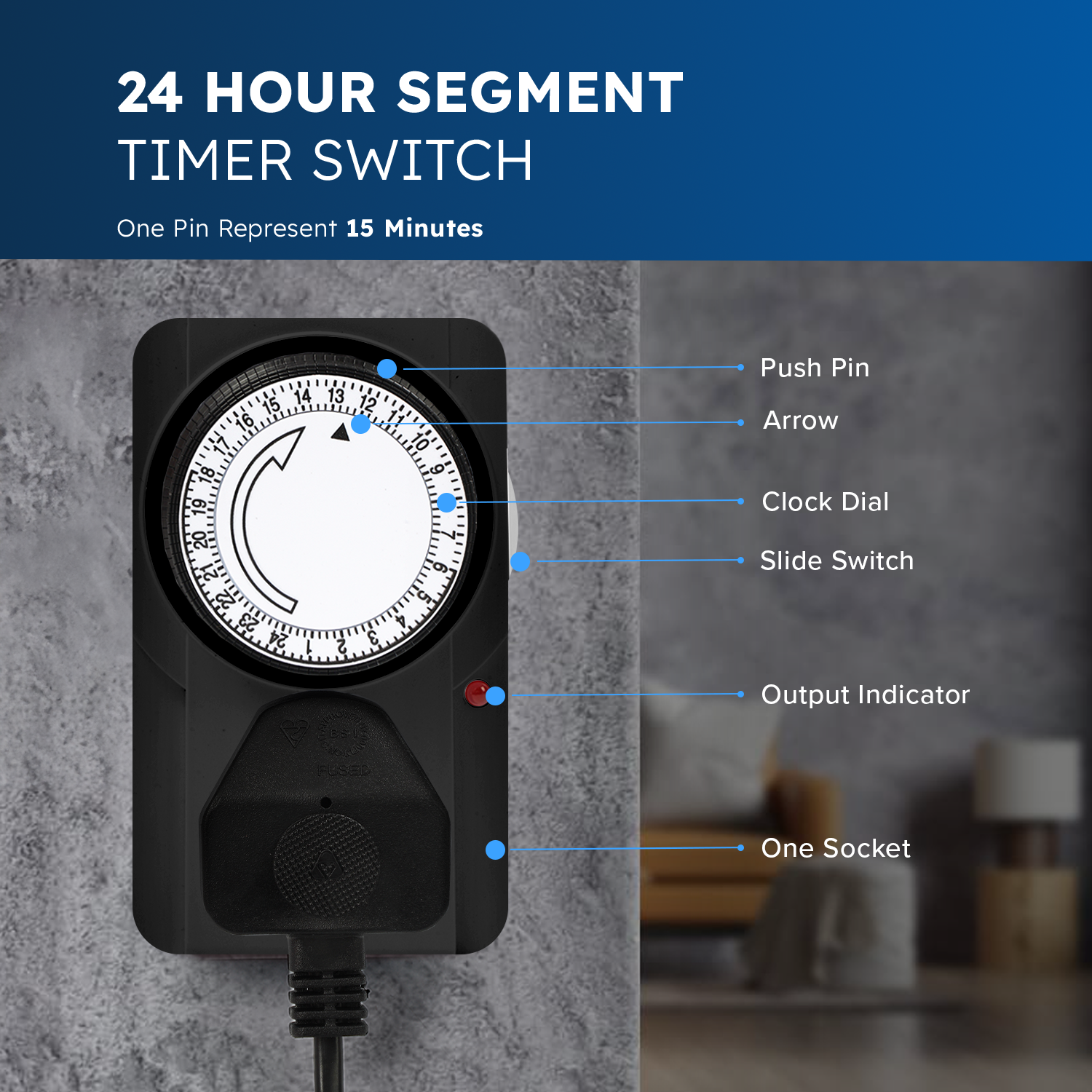 Desiretech Plug-In Timer Switches – 24-Hour Segment Timer, 3120W Capacity, Home Security & Energy-Saving Automation, Automatic On/Off