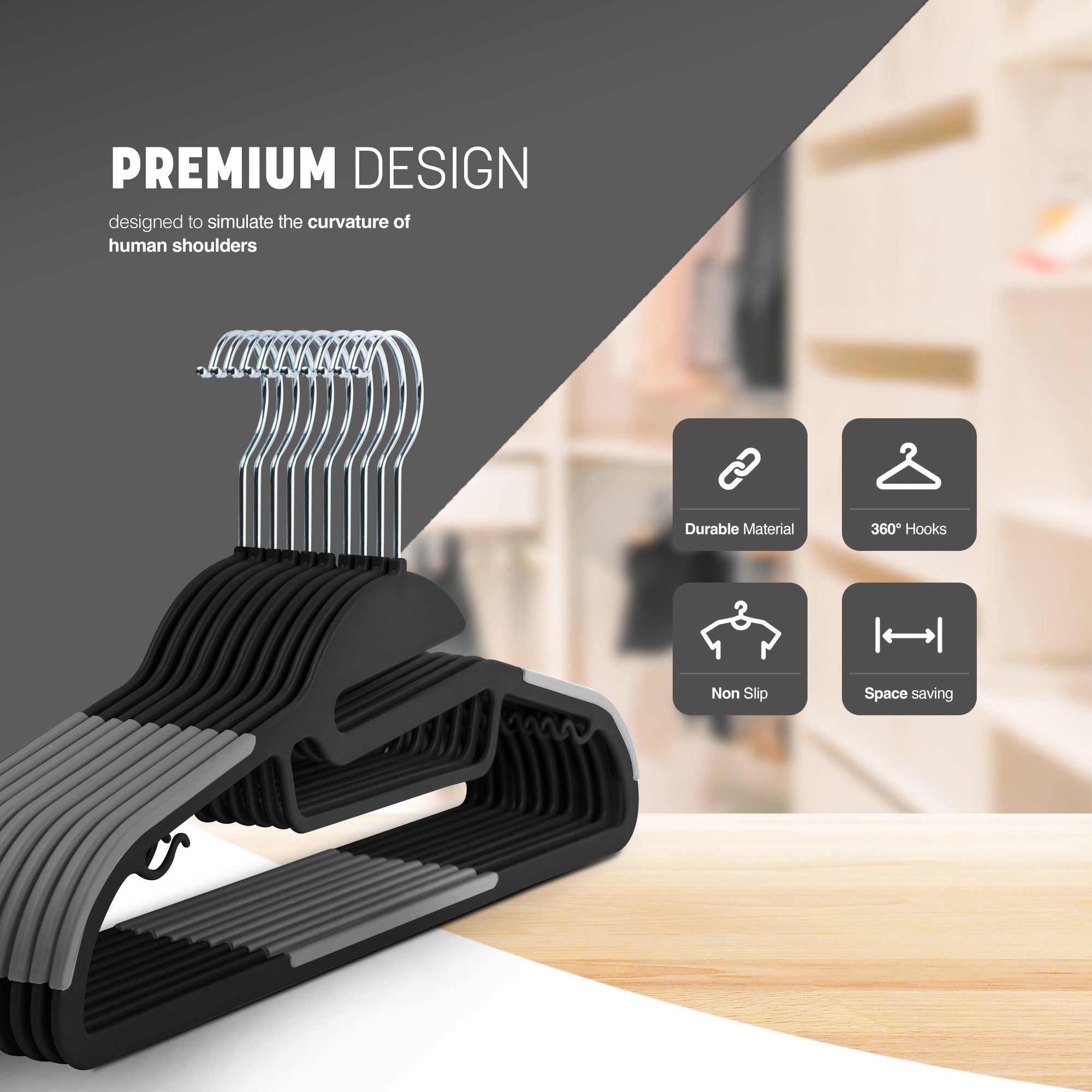 Slimline Non-Slip Clothes Hangers