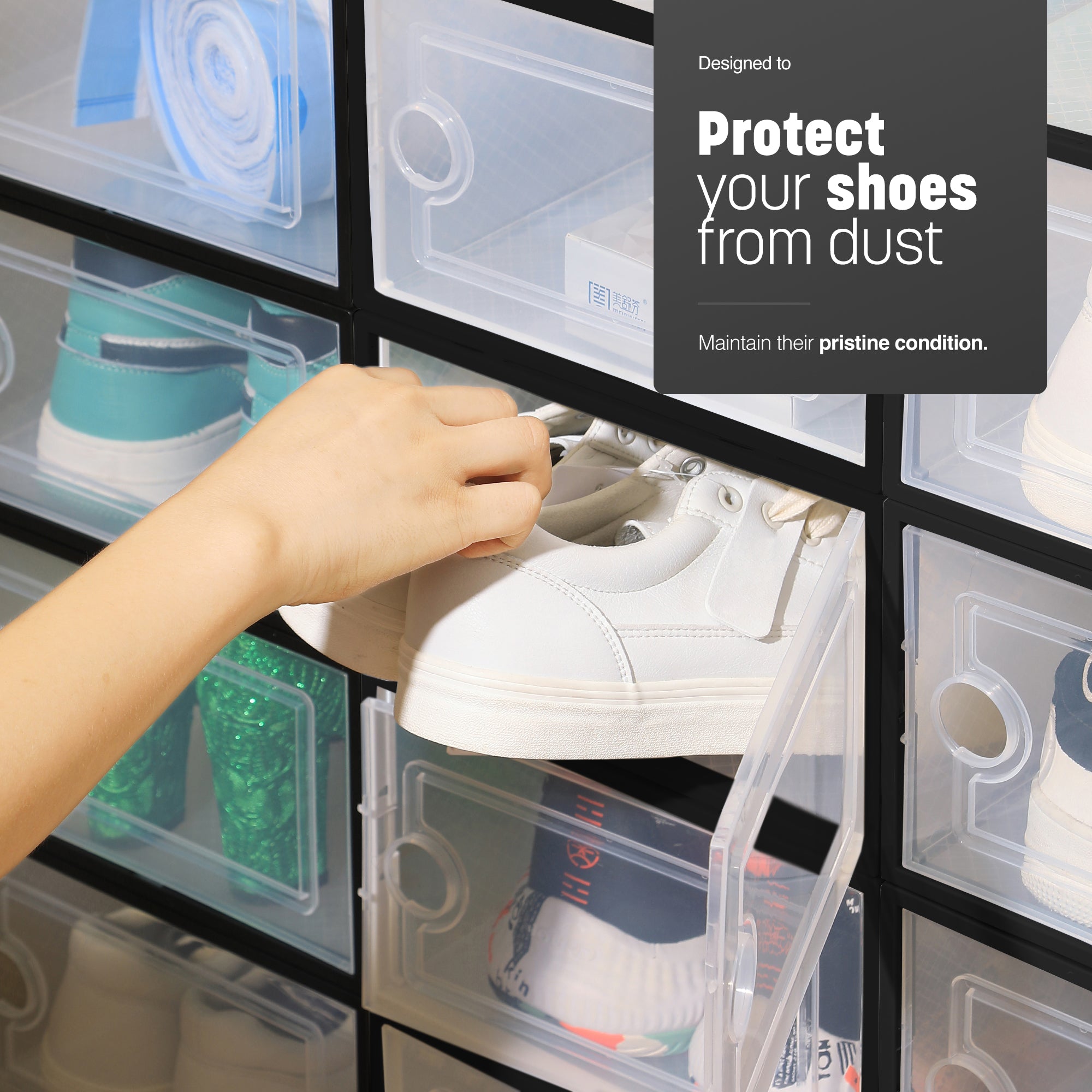 Stackable Shoe Storage Boxes (12-Pack) for Closet, Wardrobe & Home