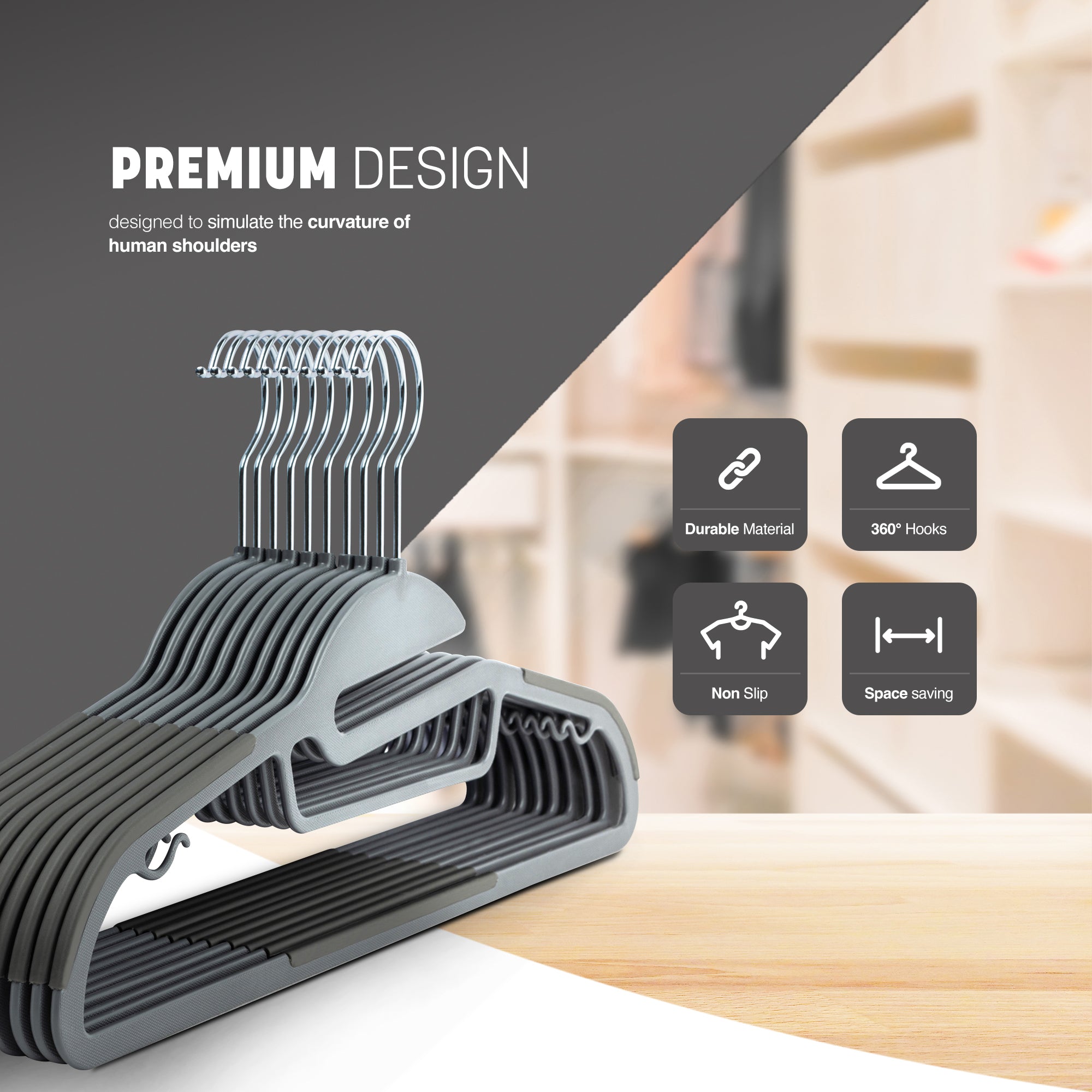 Slimline Non-Slip Clothes Hangers