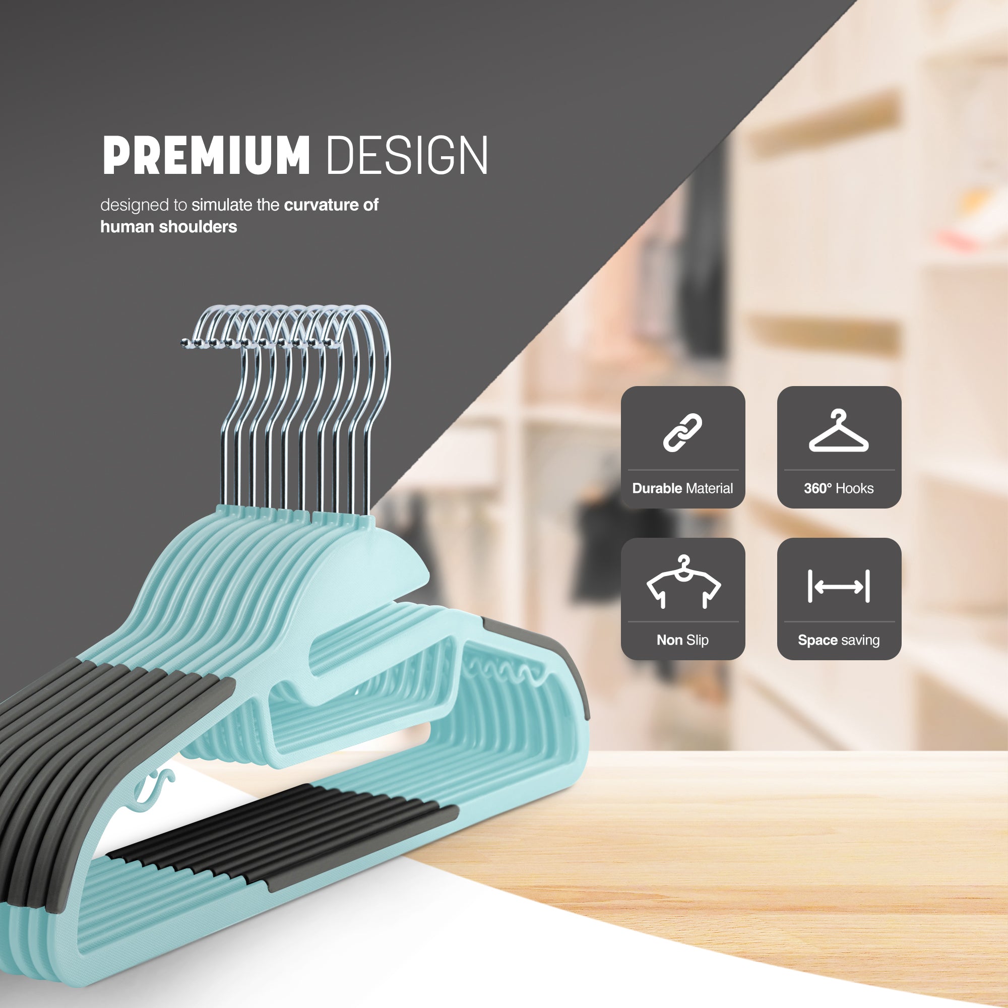 Slimline Non-Slip Clothes Hangers