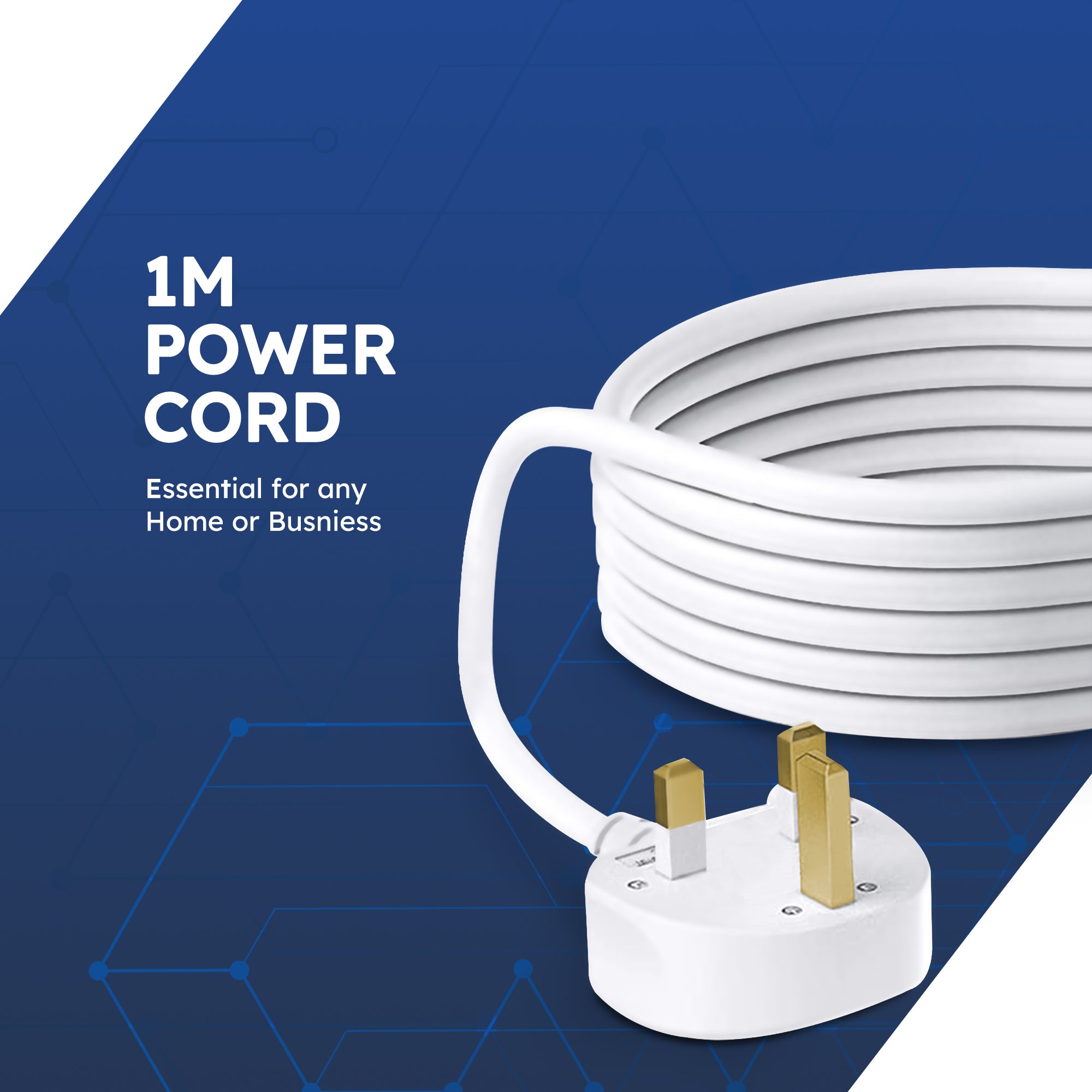 Desiretech Electric Extension Lead - 4 Gang, UK Plug & 3 Pin Socket - Wall Mountable & Multi Socket Mains Strip for Home, Bedroom, Kitchen, & Office (1 Pack)