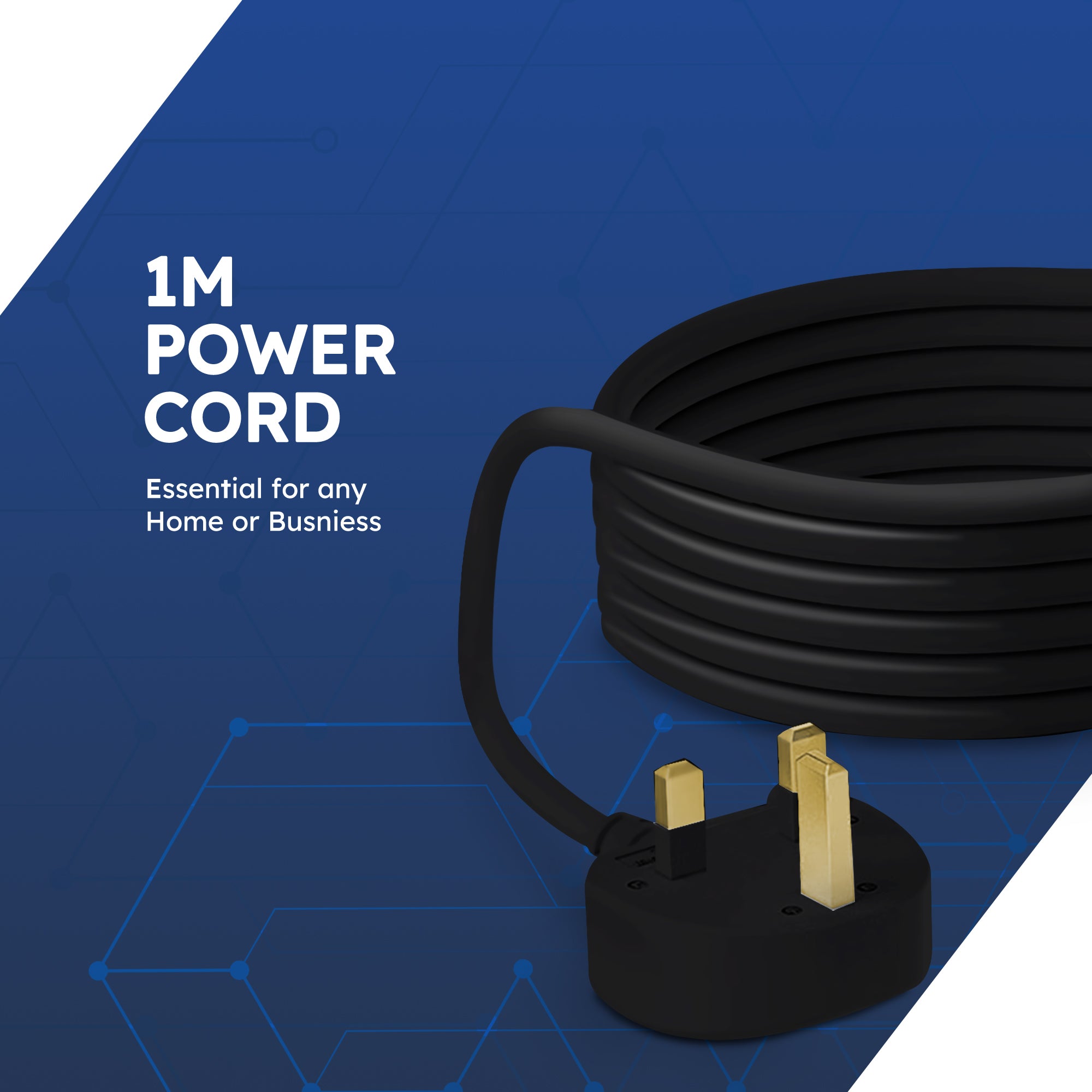 Desiretech Electric Extension Lead - 4 Gang, UK Plug & 3 Pin Socket - Wall Mountable & Multi Socket Mains Strip for Home, Bedroom, Kitchen, & Office (1 Pack)