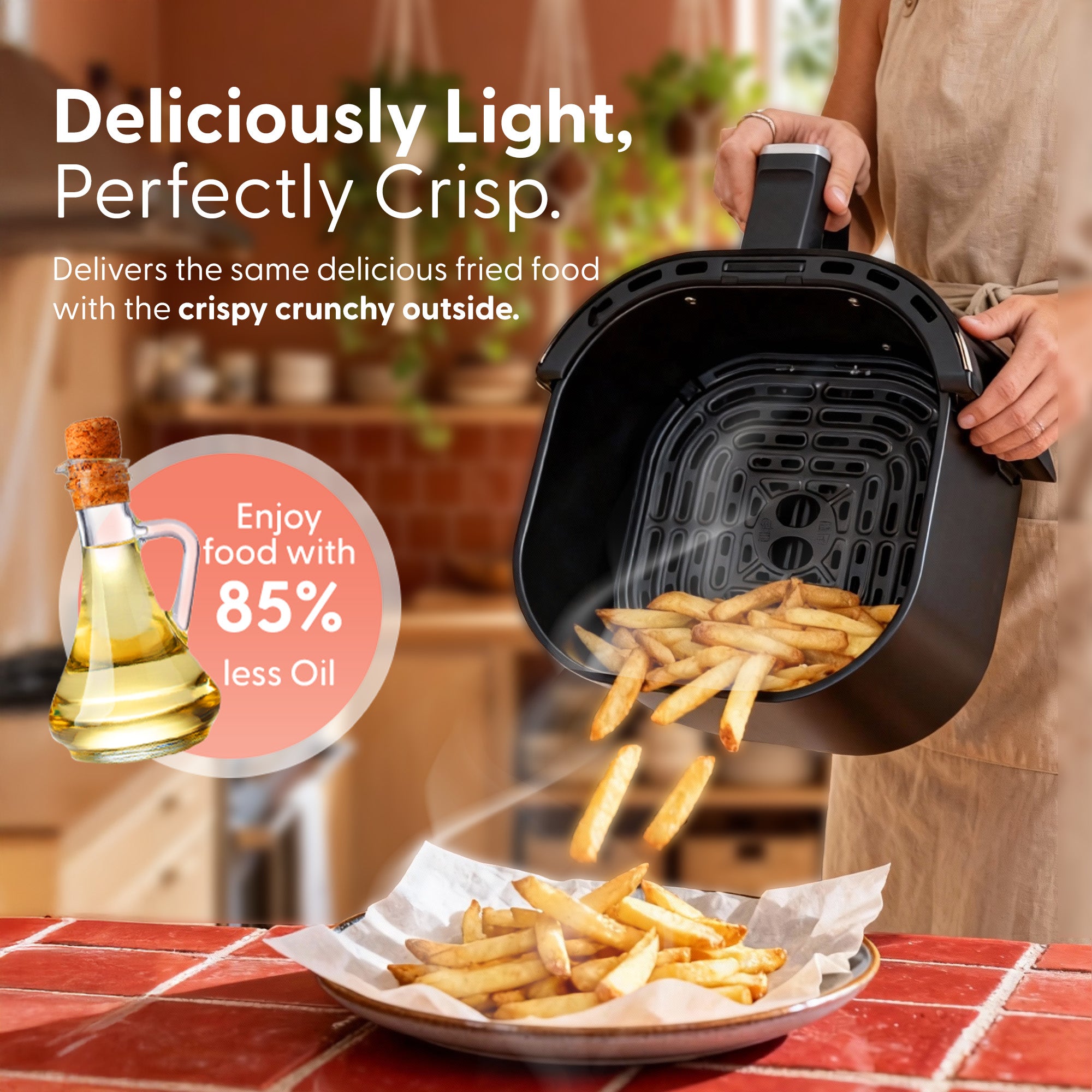 Keplin 4.5L Digital Air Fryer – 12 Smart Cooking Presets, Touchscreen Air Fryer for Healthy Low-Oil Cooking, Exclusive Heating Tech, Energy Saving, Easy-Clean Non-Stick Basket - 2 Year Warranty