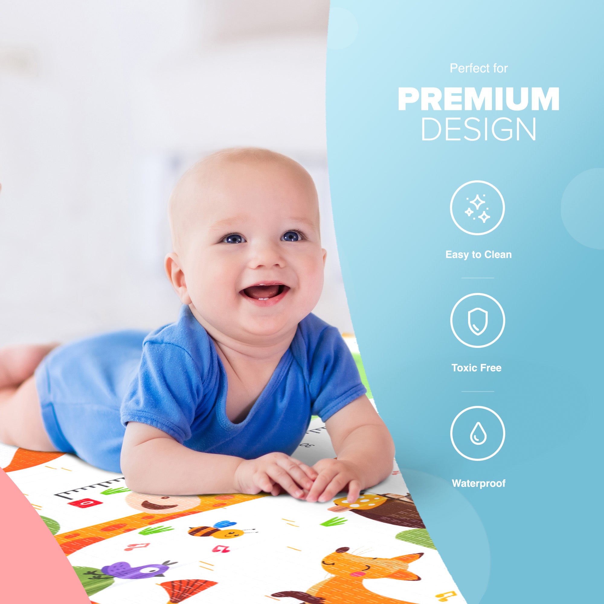 Kidoola Reversible Large Baby Play Mat Soft Playmat for Baby's Crawling, Tummy Time Thick Floor Mats for Children, Toddlers & Babies Ideal for Floor