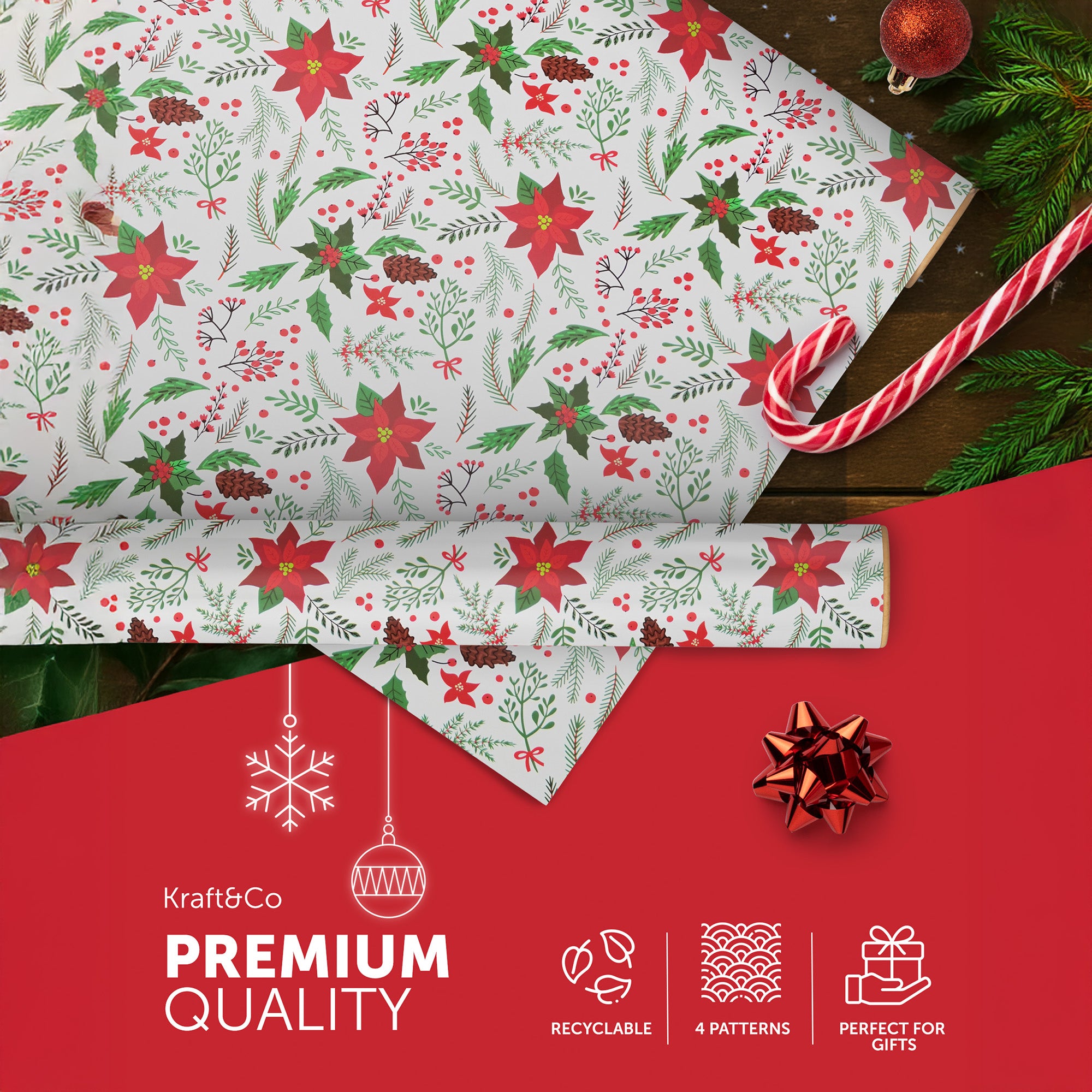 Kraft & Co 4 pack 69cm x 8M Gift Wrapping Paper Ideal for Gifts Arts & Crafts