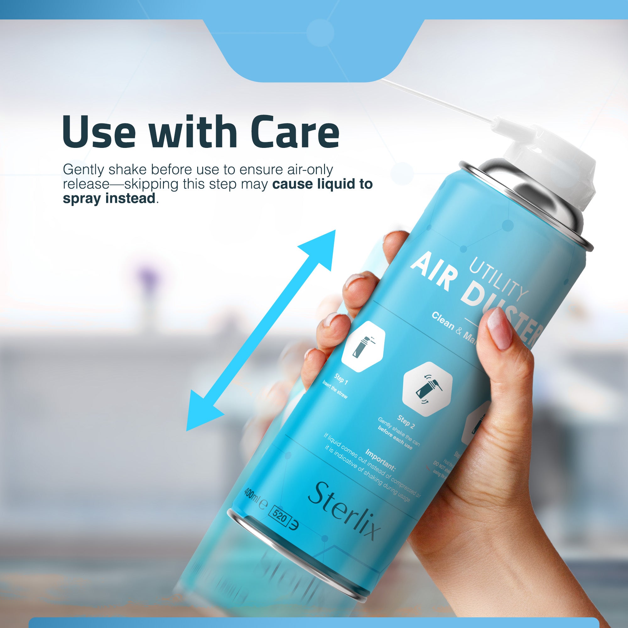 Air Duster Can 400ml Compressed Air Spray Can Dust Cleaner PC, Keyboard, Electronic Devices & Car Cleaning Protect & Maintain Easy Use Blow Dust & Dirt Extension Tube Professional Use