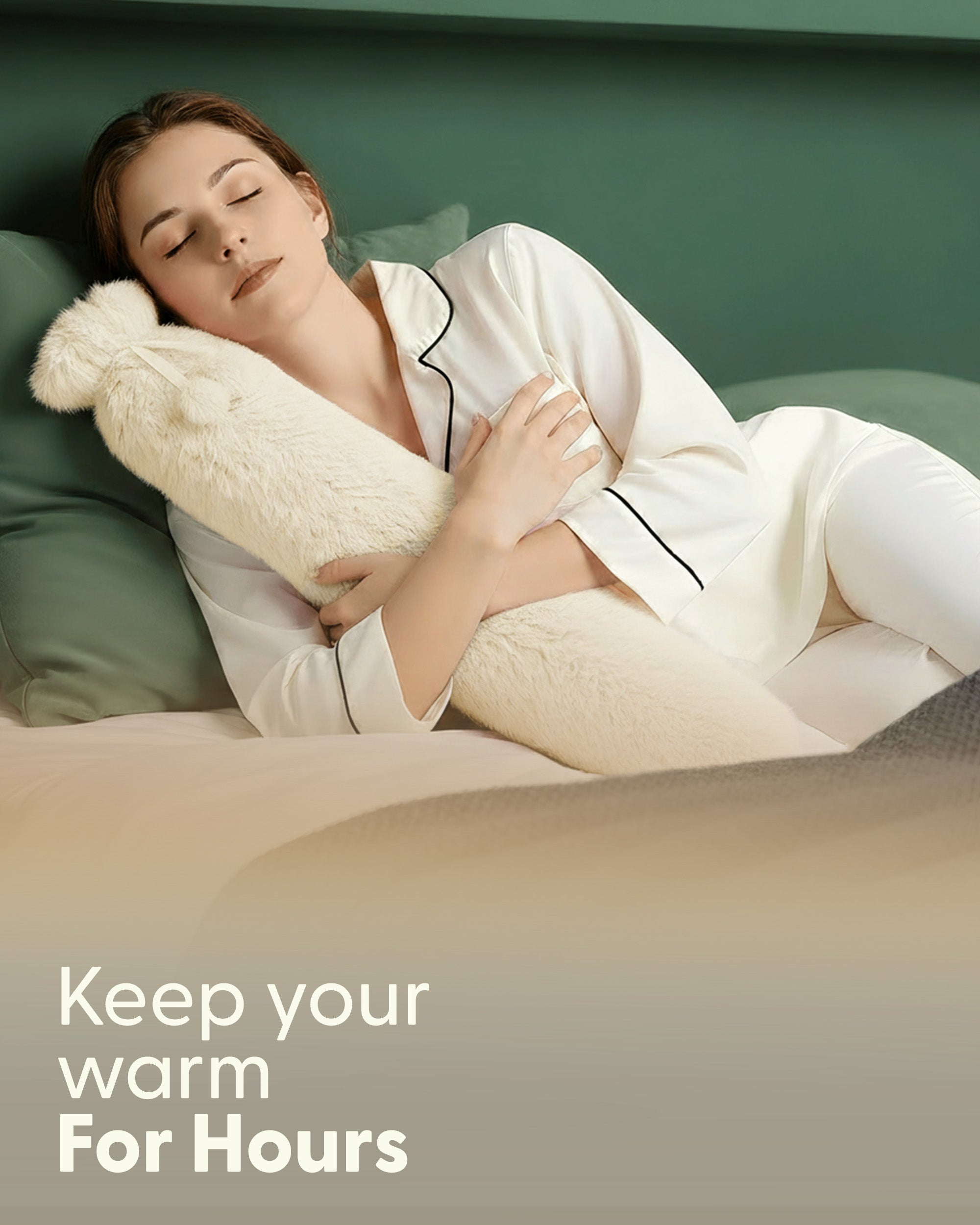 Luxury Hot Water Bottle - Extra Soft Cover, Thermal Rubber Bottle Covered with Premium Faux Fur