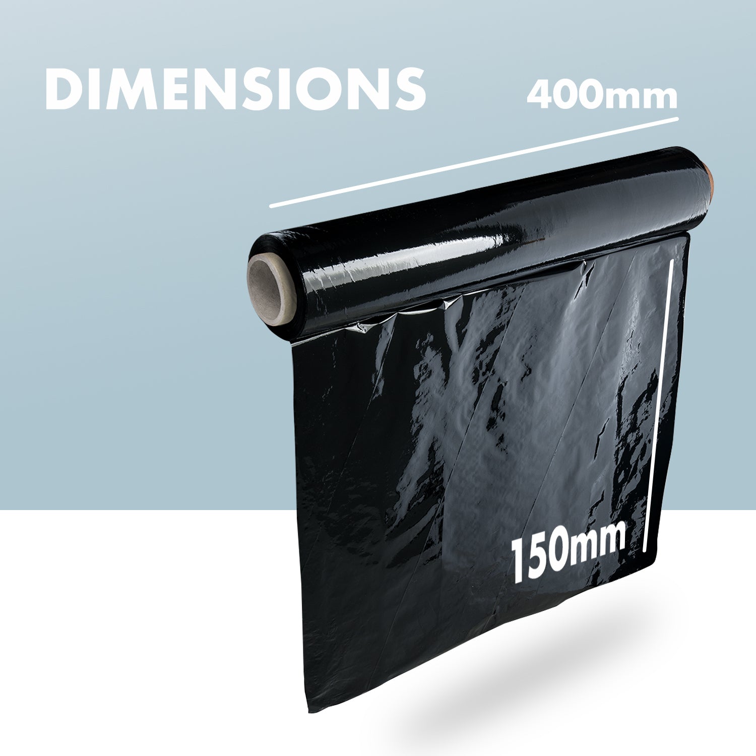 Merrimen Heavy Duty Pallet Stretch Shrink Wrap Roll | Strong & Secure Packaging Plastic Cling Film | Ideal for Packing, Moving Heavy Objects and Shifting Fragile Items (Black, 400mm x 150m)