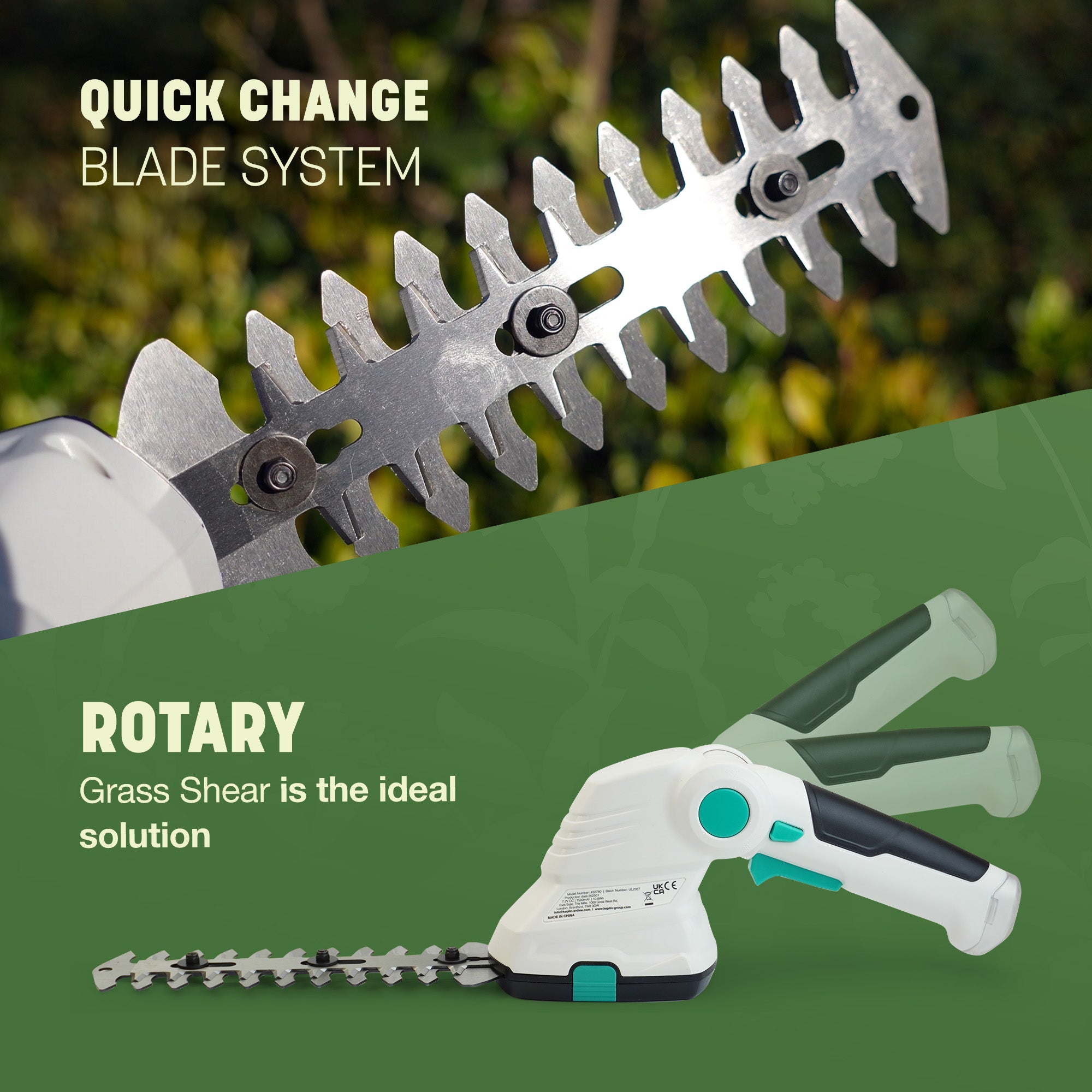 Keplin 2-in-1 Cordless Grass Shear & Hedge Trimmer – 7.2V Rechargeable 1500mAh Battery, Lightweight Handheld Garden Edging & Shrub Cutter with 2 Interchangeable Blades for Precise Trimming
