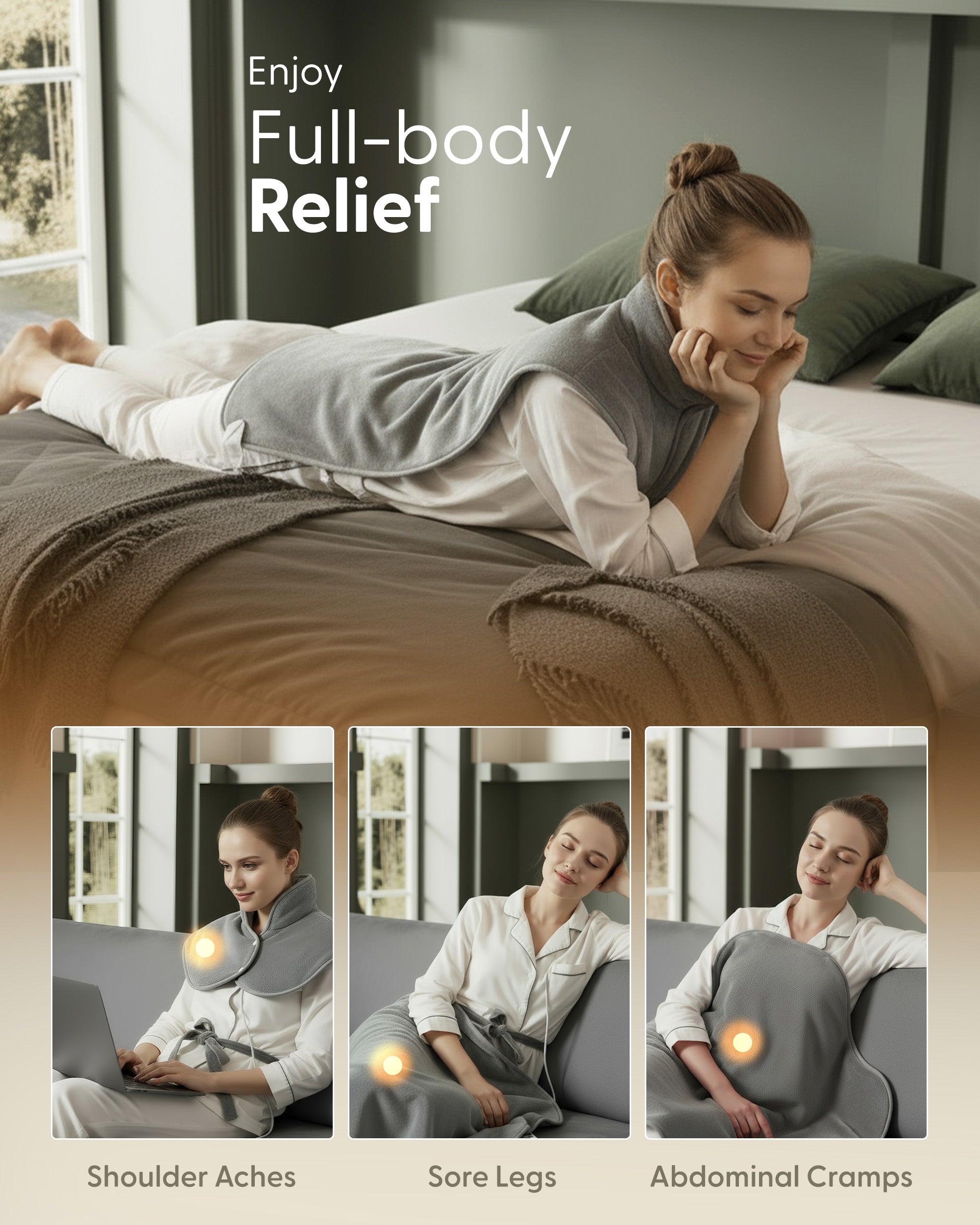 Keplin Heating Pad, Electric Heat Pad with Automatic Switch-Off and 9 Temperature Levels, Heating pad for Back Neck Shoulder Belly Heating Technology