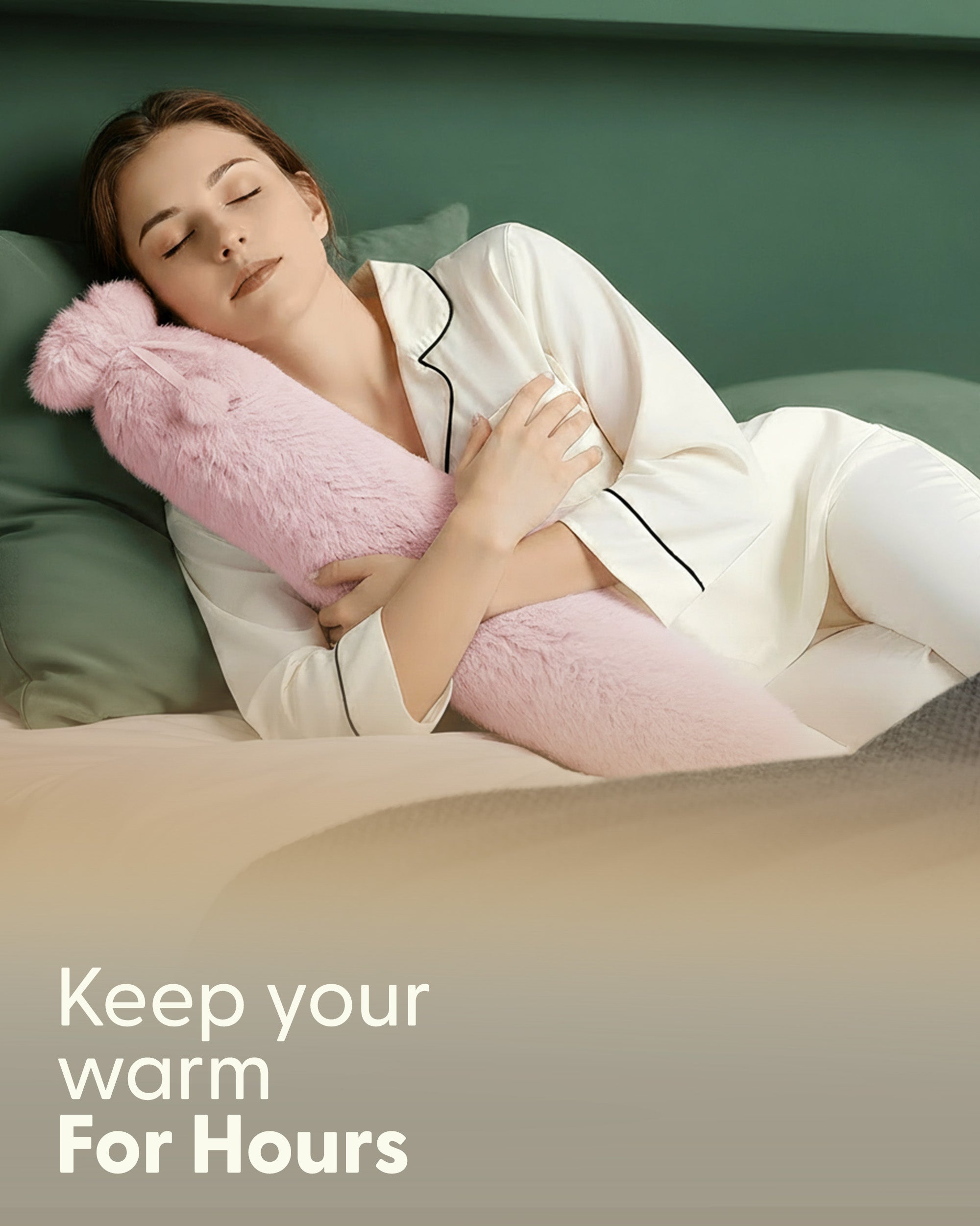 Luxury Hot Water Bottle - Extra Soft Cover, Thermal Rubber Bottle Covered with Premium Faux Fur