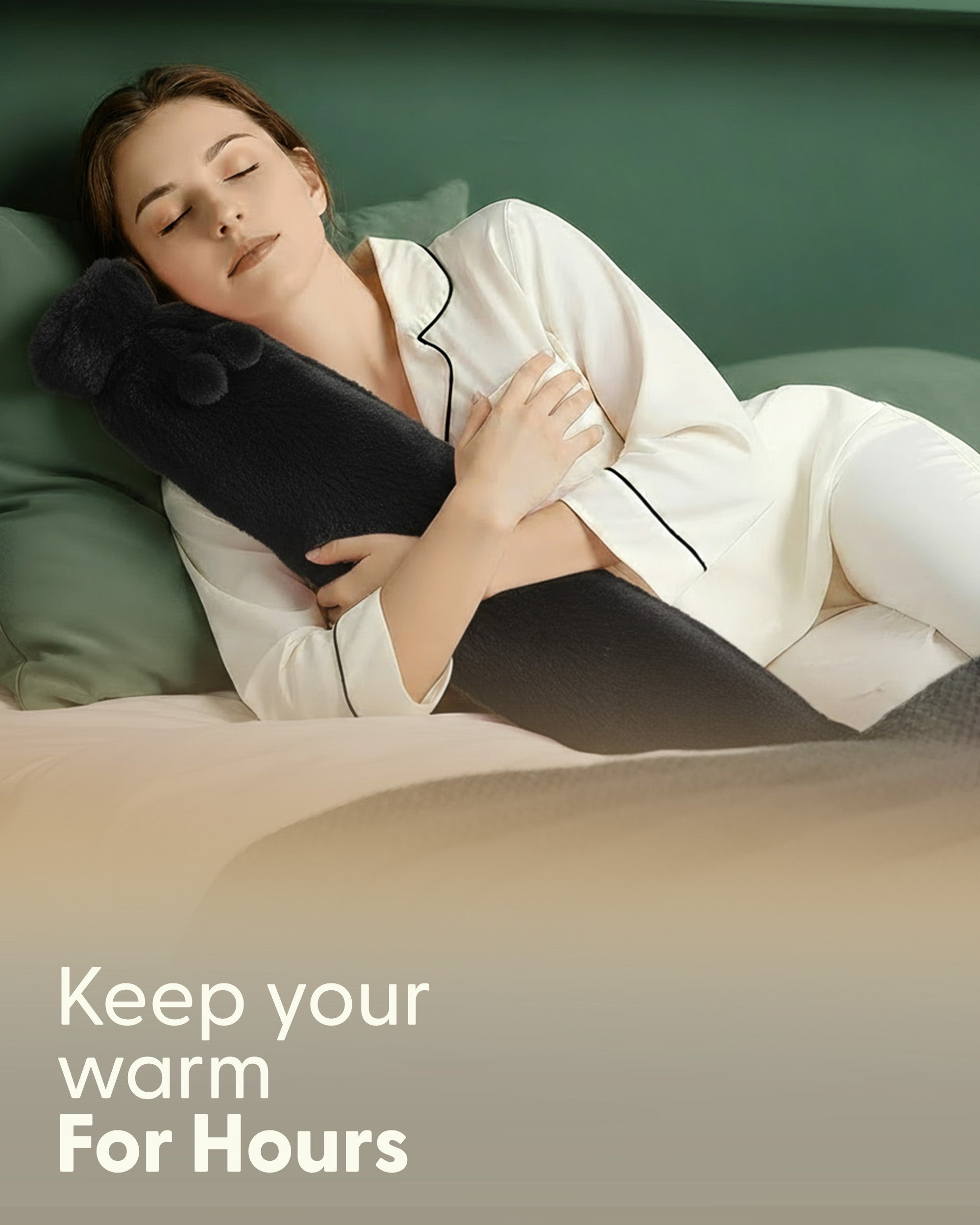 Luxury Hot Water Bottle - Extra Soft Cover, Thermal Rubber Bottle Covered with Premium Faux Fur