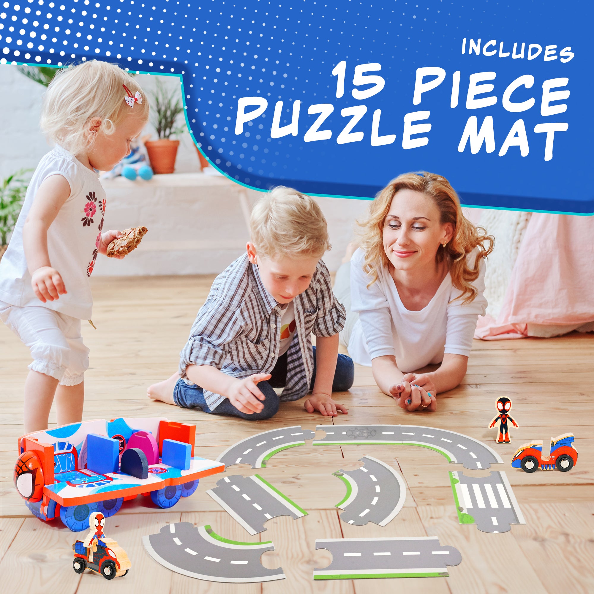 Marvel Spidey and His Amazing Friends Transforming Vehicle Playset – 17-Piece 2-in-1 Spidey Truck & Headquarters with Figures, Small Vehicles & Puzzle Road Mat – 110x255x110mm