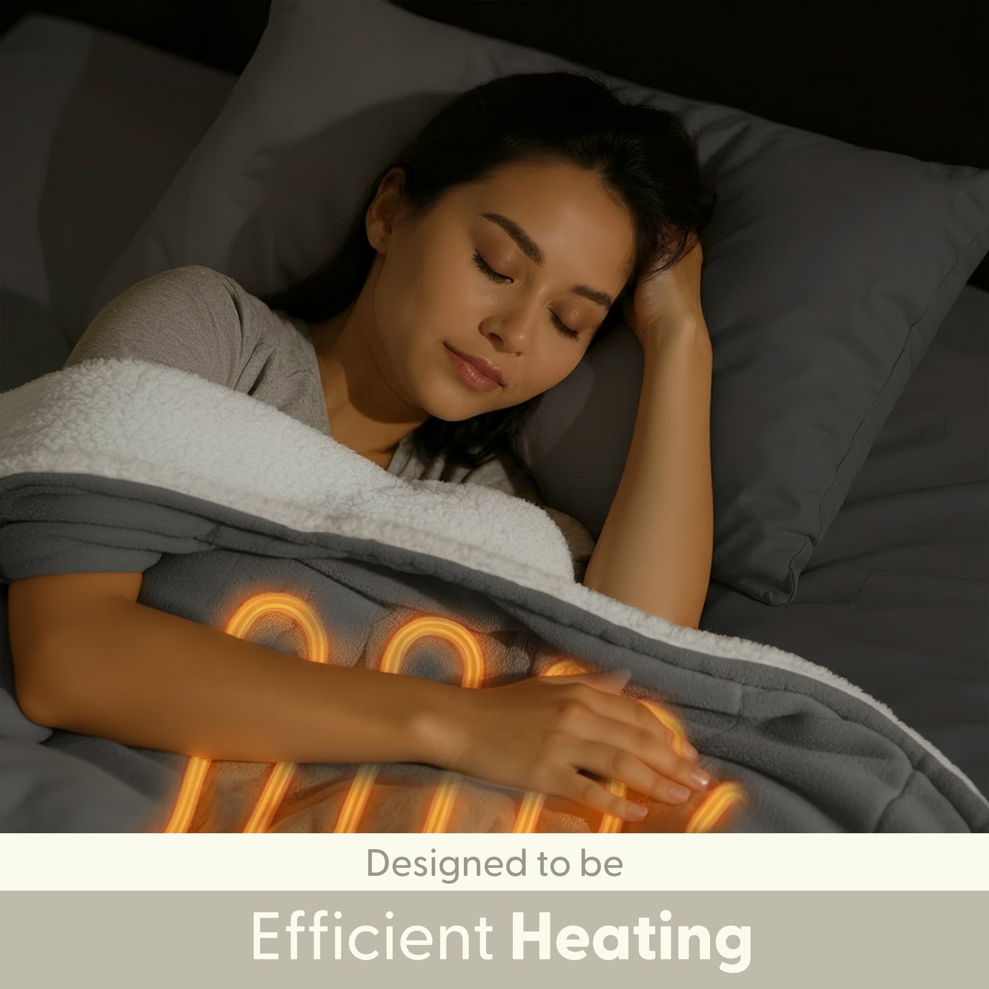 Electric Heated Throw Blanket - Machine Washable Fleece Wool Duvet, 9 Heat Settings & Timer