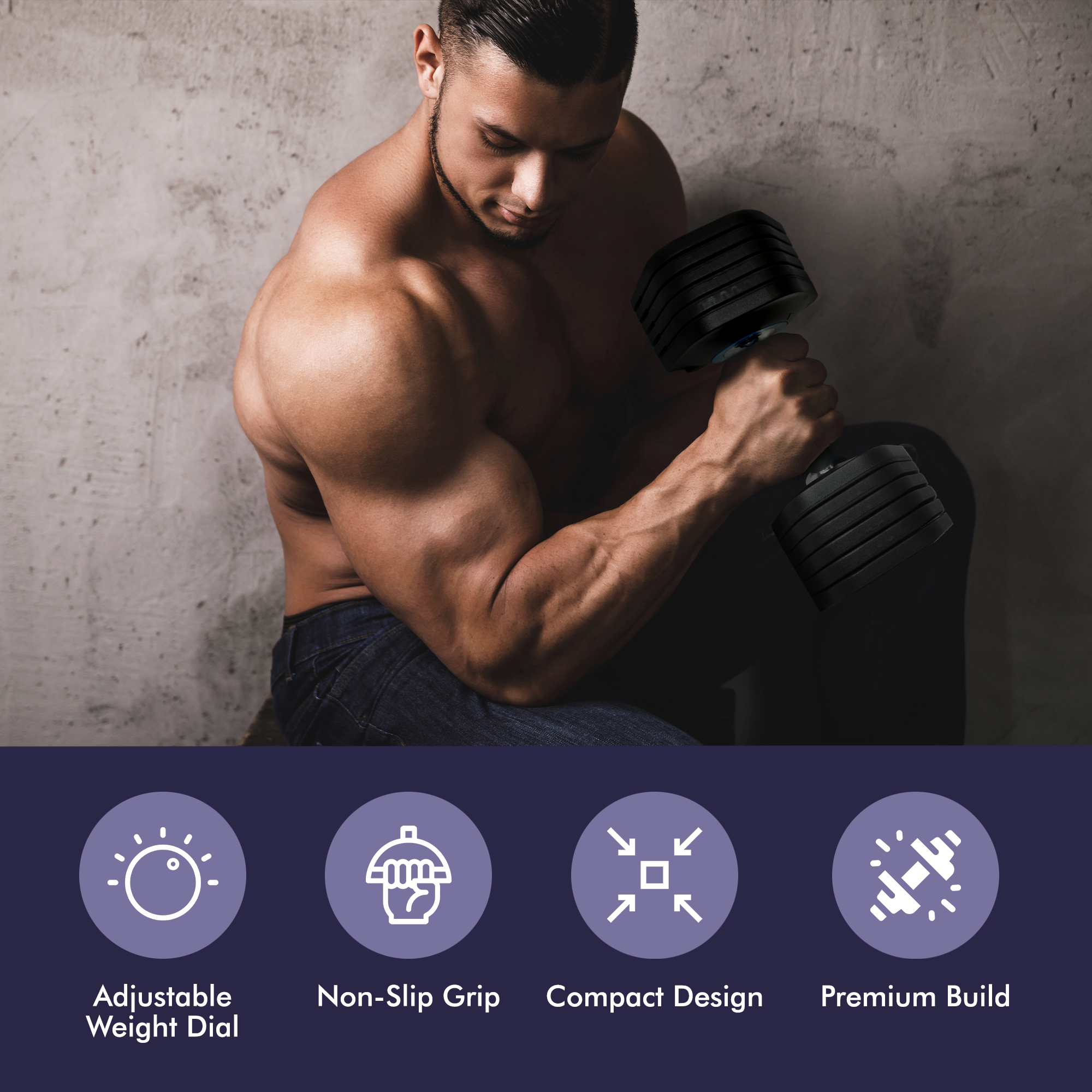 Kayman 12-in-1 Adjustable Dumbbells Set Pair, Home Gym Weights, 24kg Pairs Space-Saving Fitness Equipment with Smart Click Adjustment