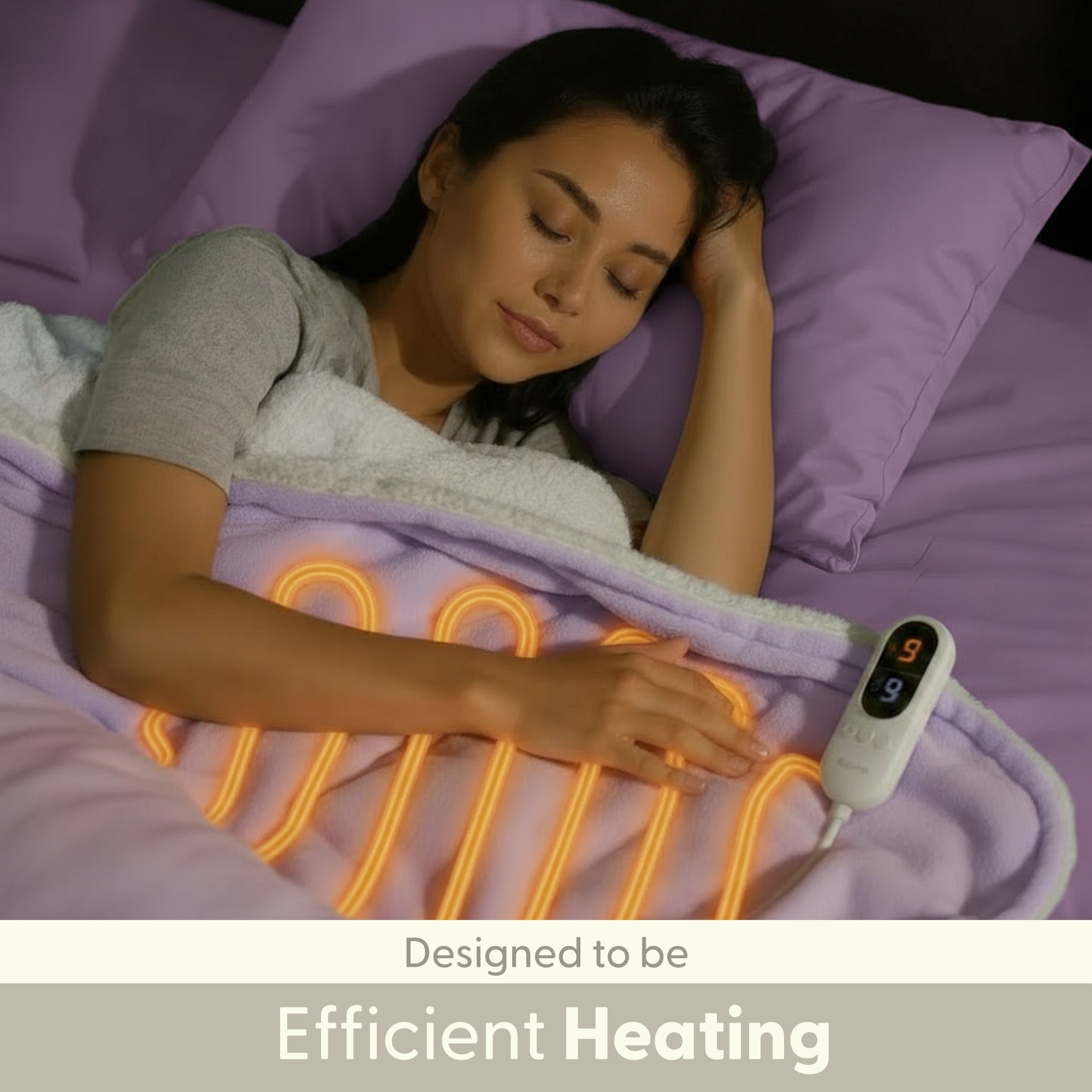 Electric Heated Throw Blanket - Machine Washable Fleece Wool Duvet, 9 Heat Settings & Timer
