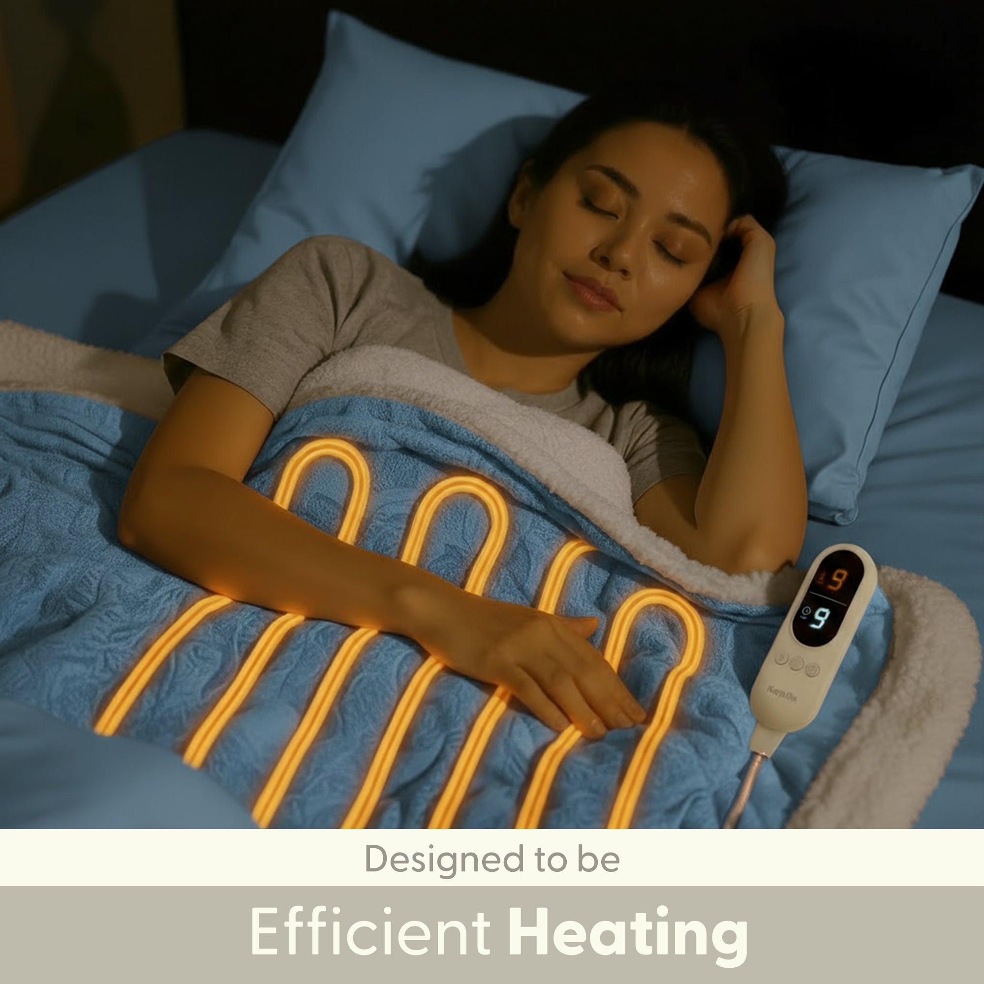 Electric Heated Throw Blanket - Machine Washable Fleece Wool Duvet, 9 Heat Settings & Timer