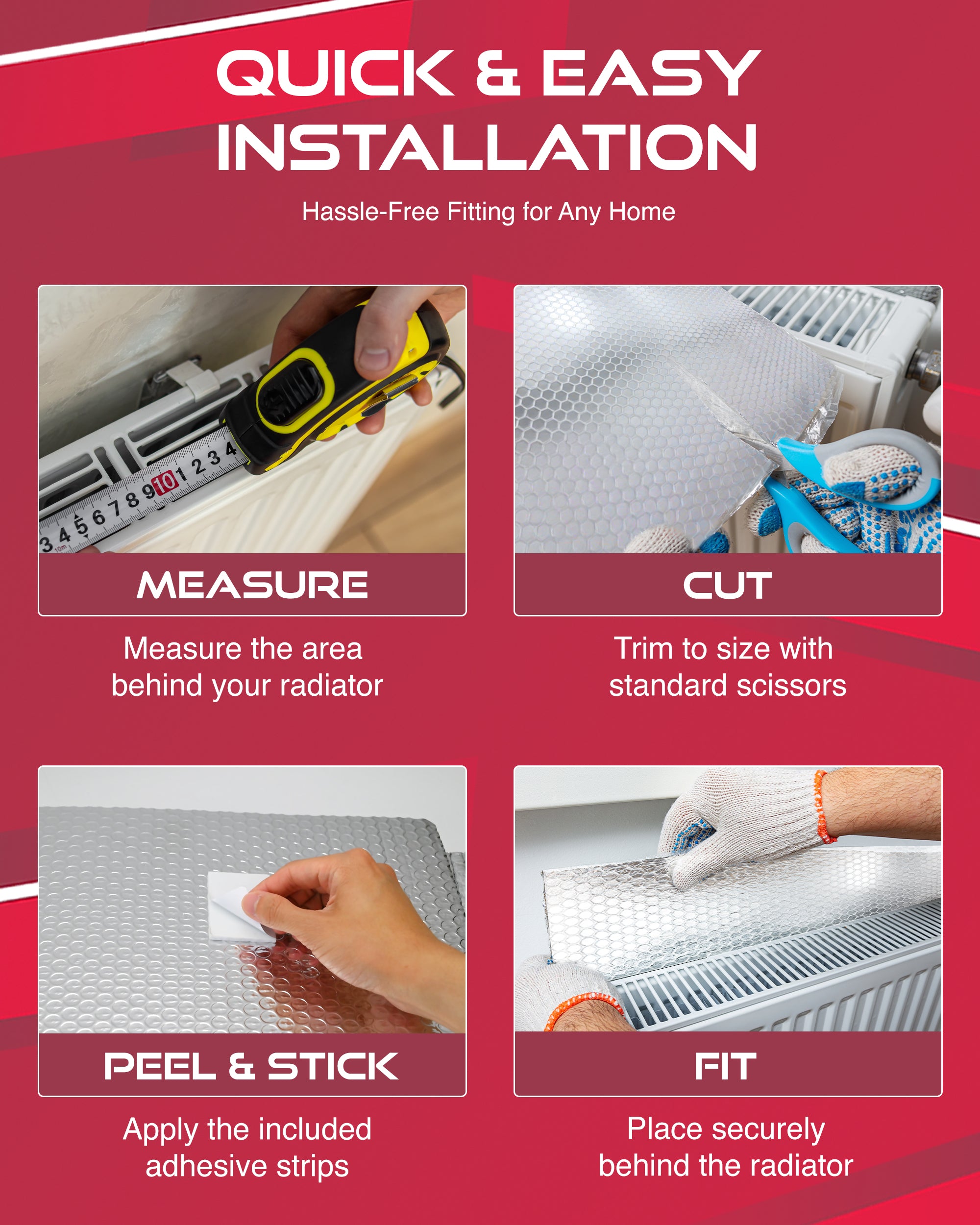 Haltons Reflective Radiator Foil 5m x 60cm – Energy Saving Insulation with 3M Self-Adhesive Pads – Easy to Install, Cut to Size – Reduce Heat Loss & Lower Bills – Covers 3+ Radiators – Thermal Barrier