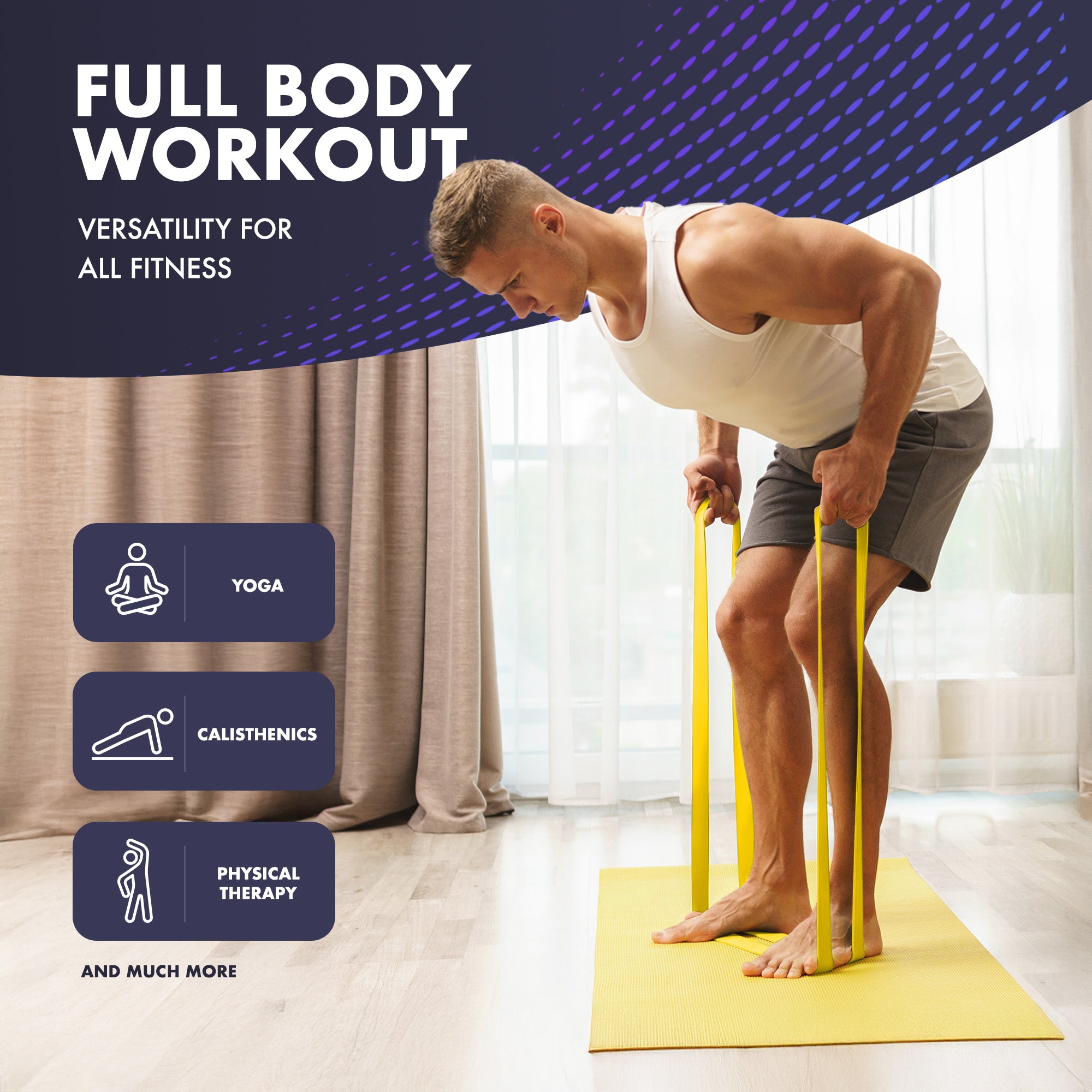 Kayman - Long Resistance Band with Door Anchor & Carry Bag Set(5Pack) – Perfect for Pull-Ups, Yoga, Calisthenics, Strength Training, Stretching, Home Workouts