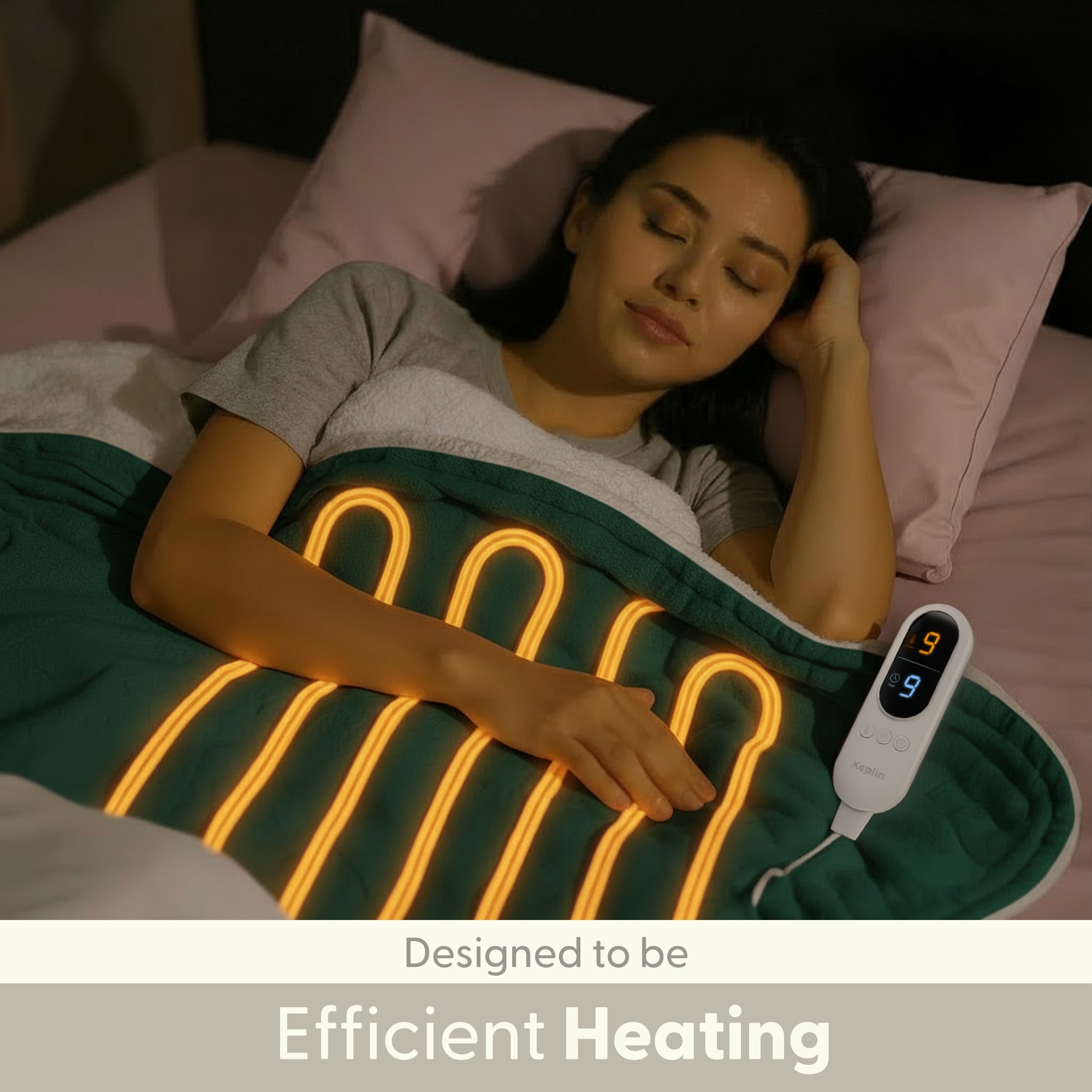Electric Heated Throw Blanket - Machine Washable Fleece Wool Duvet, 9 Heat Settings & Timer