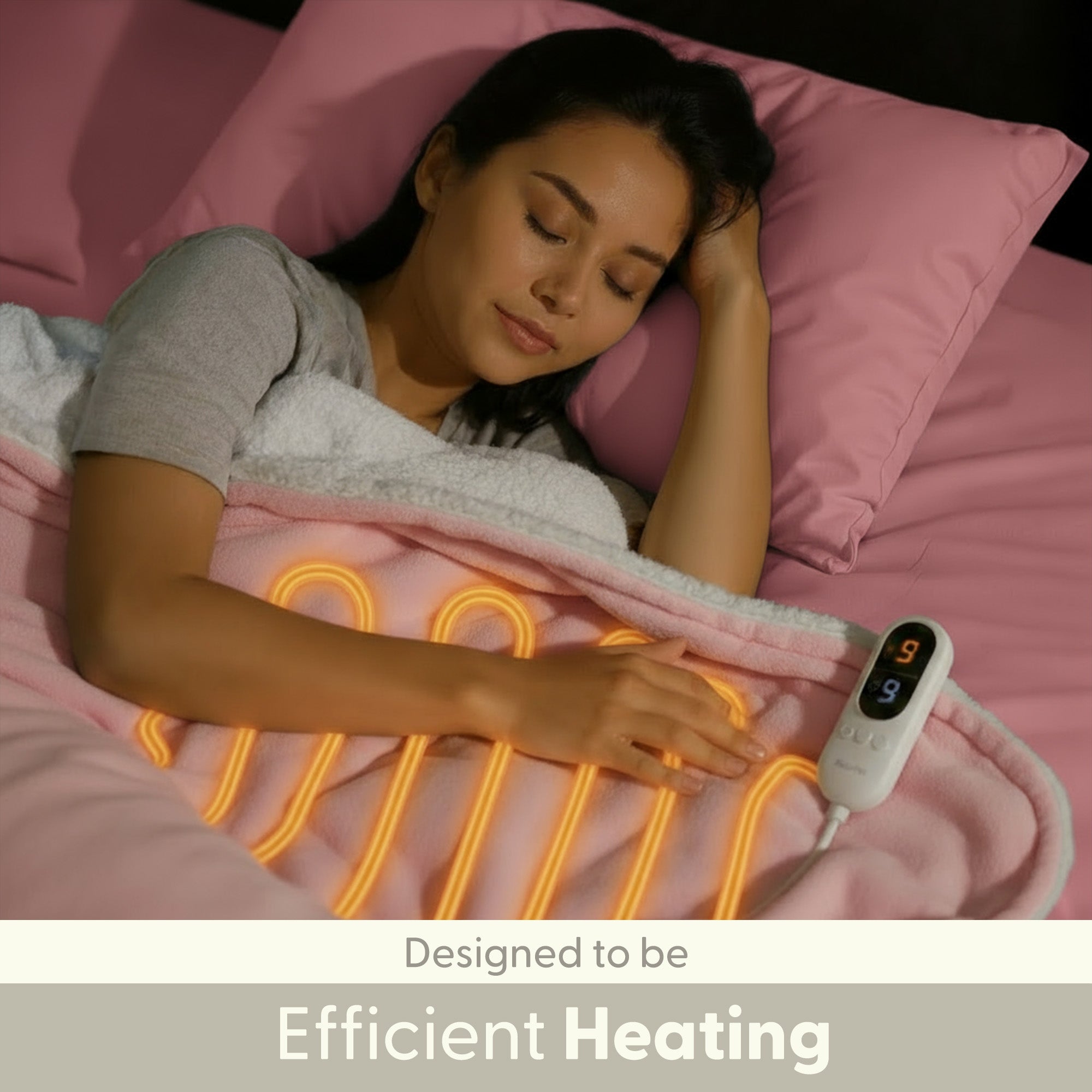 Electric Heated Throw Blanket - Machine Washable Fleece Wool Duvet, 9 Heat Settings & Timer