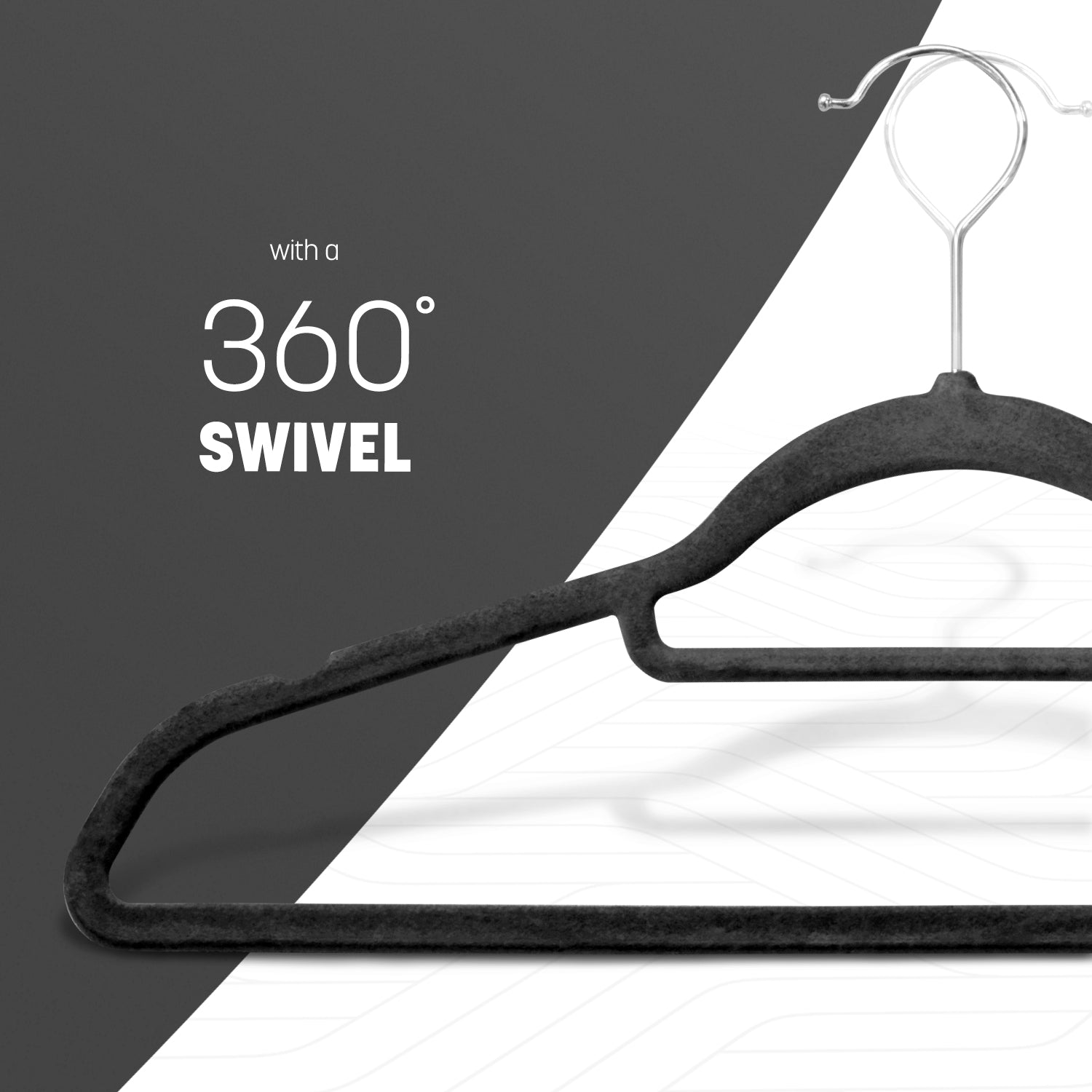 KEPLIN Velvet Hangers 30 Pack (41.5cm) - Non-Slip Clothes Coat hangers with Tie Bar and 360 Degree Hook for Home Storage Durable, Sturdy & Space Saving Wardrobe (30 Pack)