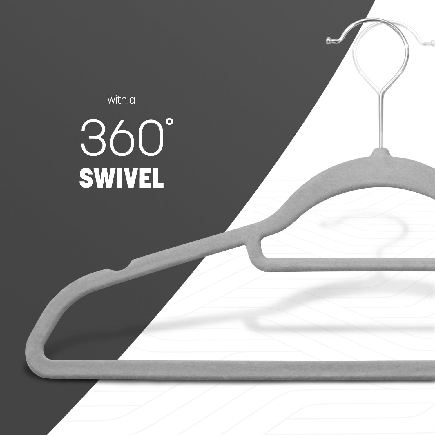 KEPLIN Velvet Hangers 50 Pack - Non-Slip Clothes Hangers with Tie Bar & 360° Hook - Durable & Sturdy, Space-Saving Wardrobe Organisers for Suits, Jackets & Clothes- Home Storage Solution