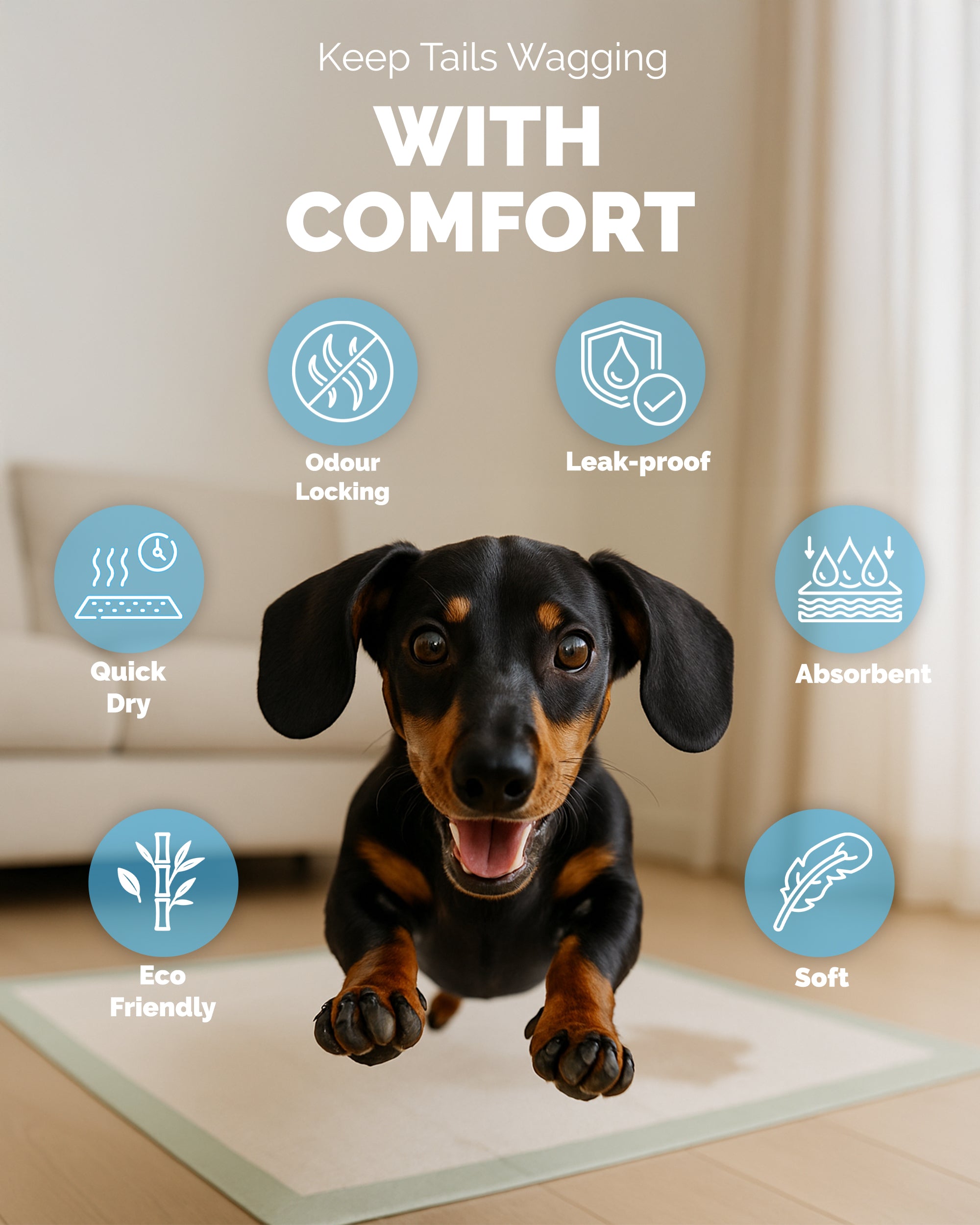 Furdreams Bamboo Puppy Training Pads - 50Pk, Super Absorbent, Odour Locking & Multi-Layered, Leak Proof, Quick Dry, Scented Attractant Disposable Training Mats for Dogs Pee Wee Piddle 50 Sheets