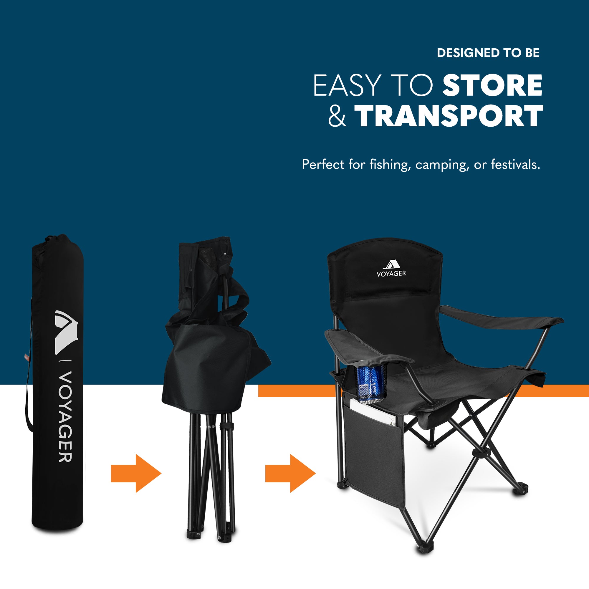 Voyager Folding Camping Chair 2-Pack - UK