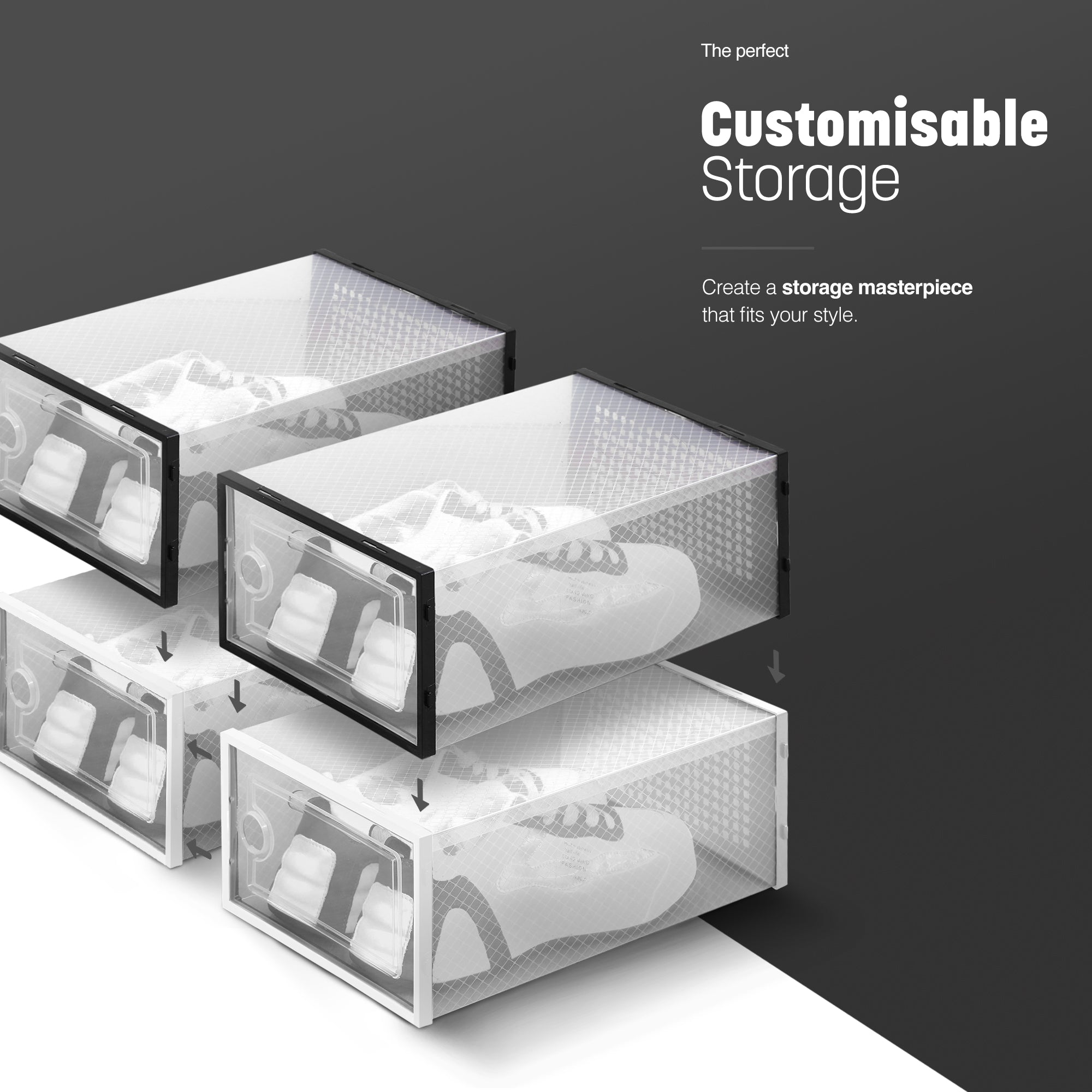 Stackable Shoe Storage Boxes (12-Pack) for Closet, Wardrobe & Home