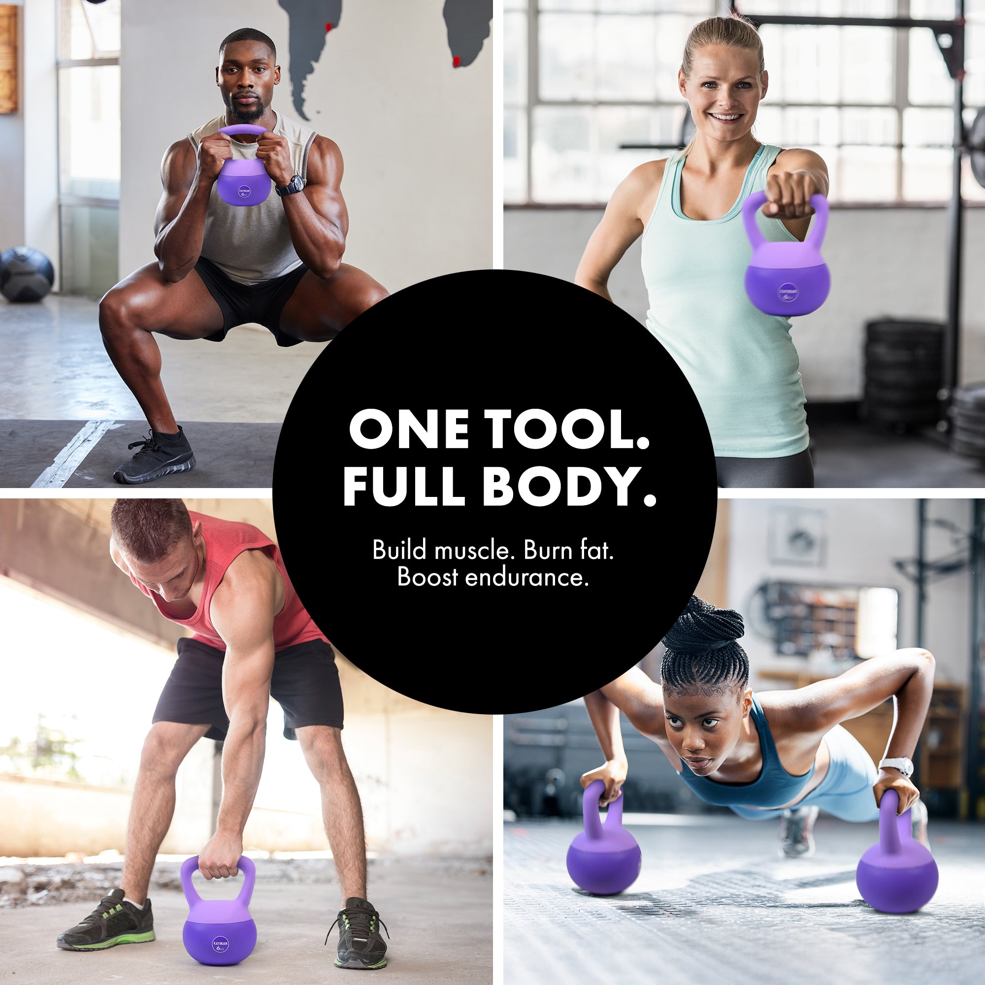 KAYMAN Soft Kettlebell for Home Gym – PVC Coated Weight – Floor Safe Flat Base – Ergonomic Non-Slip Handle – Strength Training, CrossFit, HIIT, Core Workout – Durable Fitness Equipment