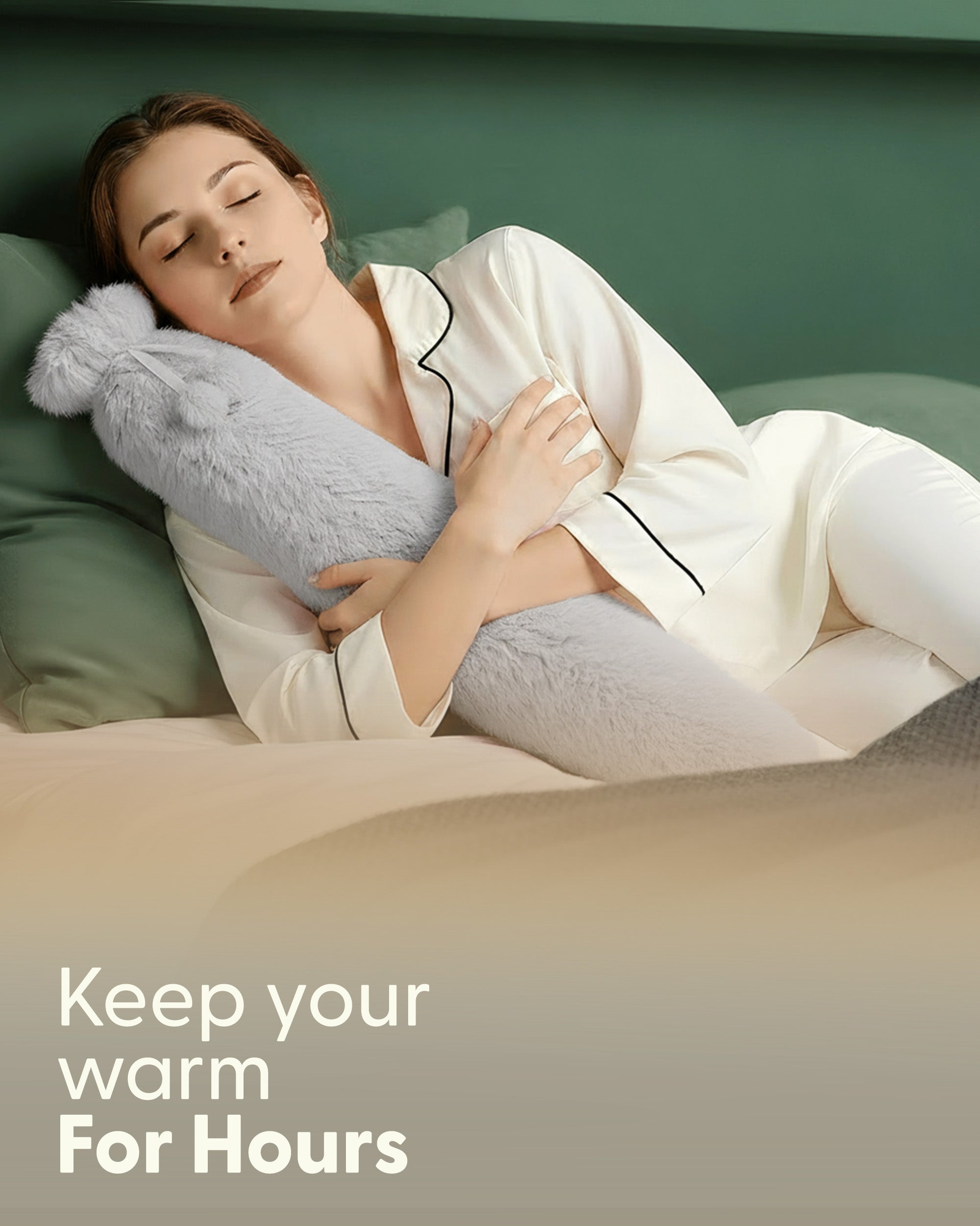 Luxury Hot Water Bottle - Extra Soft Cover, Thermal Rubber Bottle Covered with Premium Faux Fur