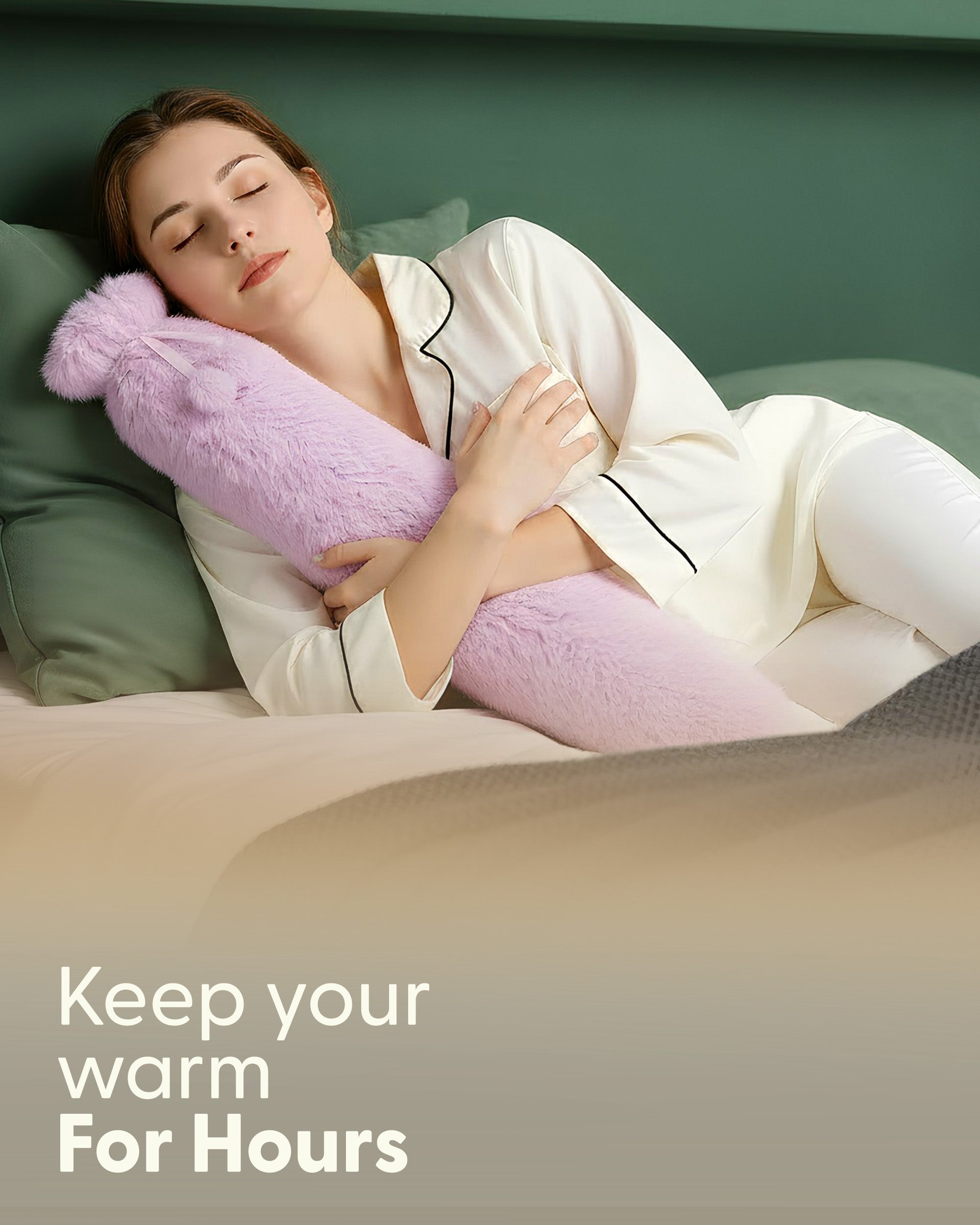 Luxury Hot Water Bottle - Extra Soft Cover, Thermal Rubber Bottle Covered with Premium Faux Fur