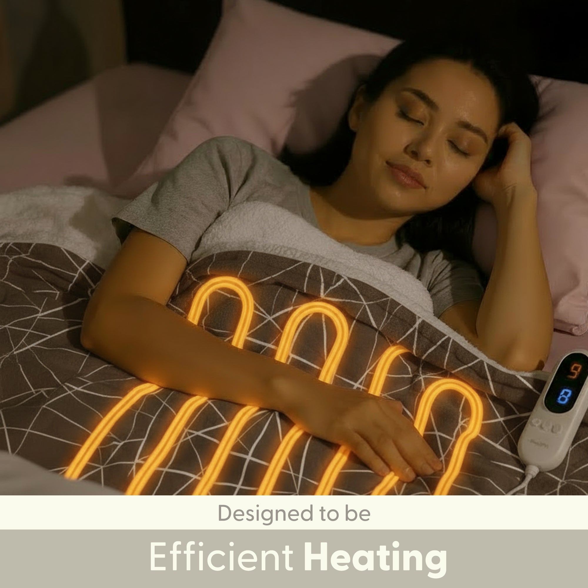 Electric Heated Throw Blanket - Machine Washable Fleece Wool Duvet, 9 Heat Settings & Timer