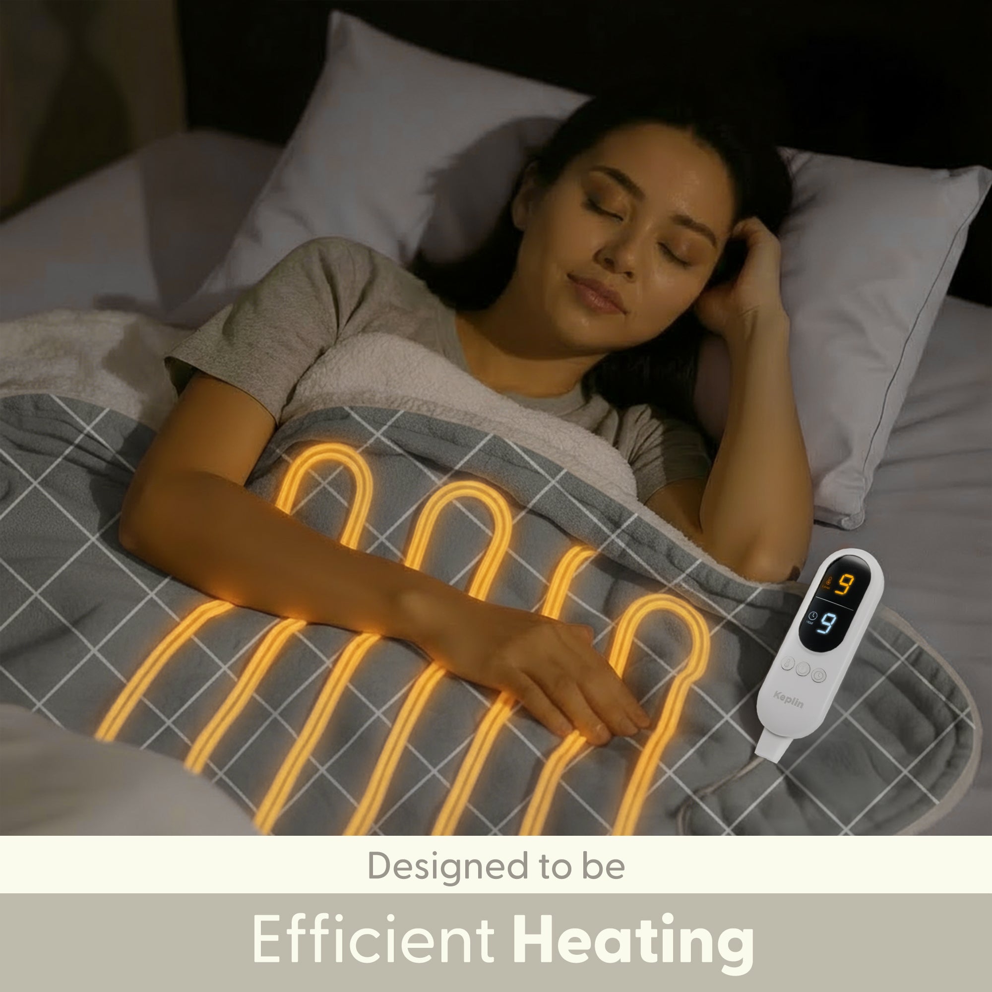 Electric Heated Throw Blanket - Machine Washable Fleece Wool Duvet, 9 Heat Settings & Timer