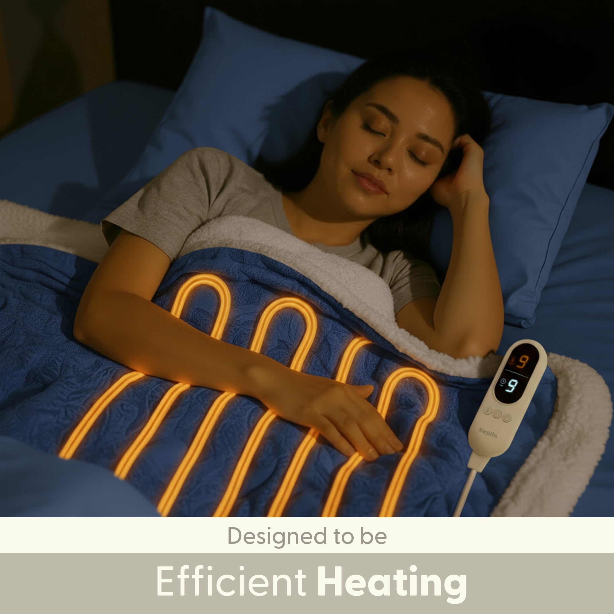 Electric Heated Throw Blanket - Machine Washable Fleece Wool Duvet, 9 Heat Settings & Timer