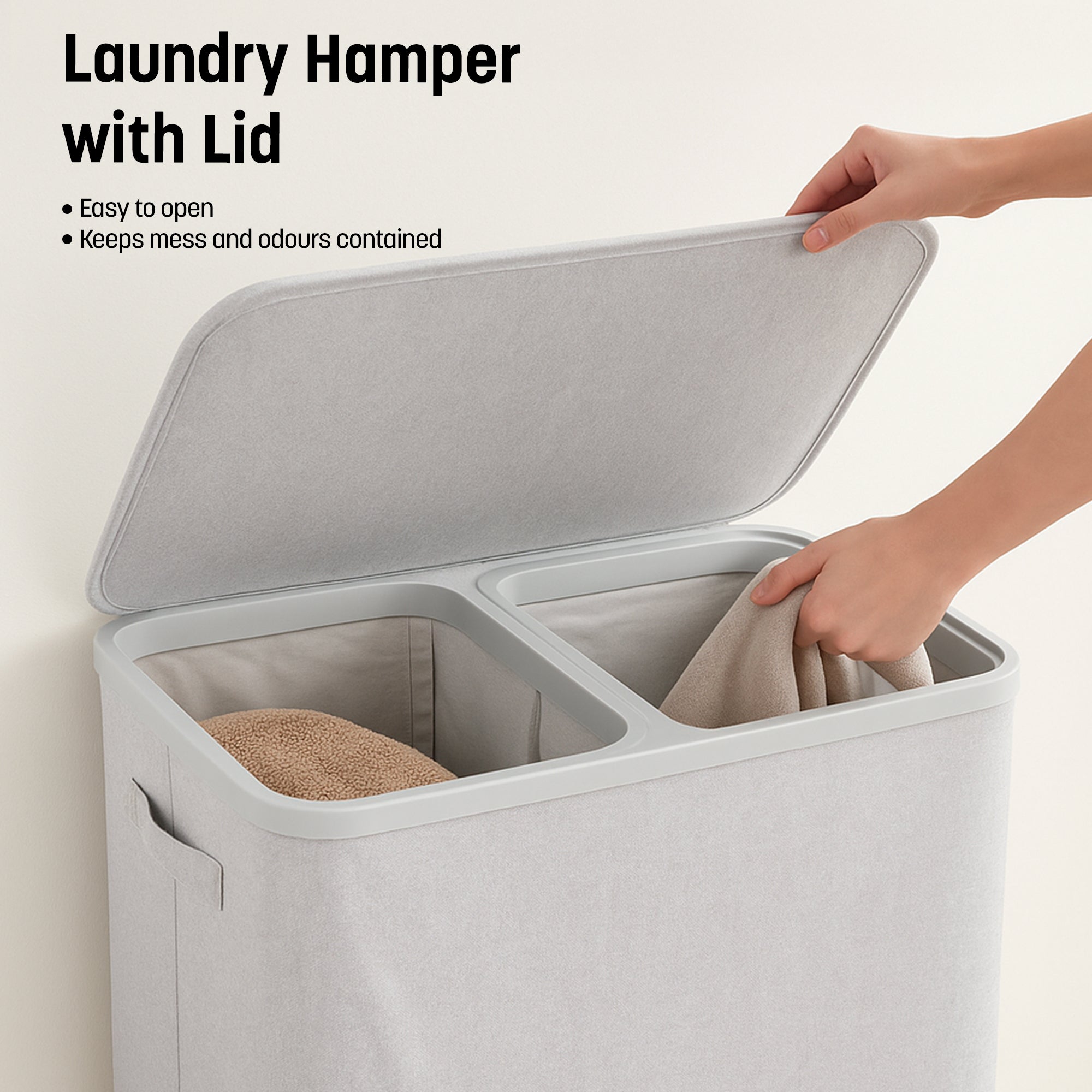 Keplin Collapsible Laundry Basket with Lid & Removable Liner