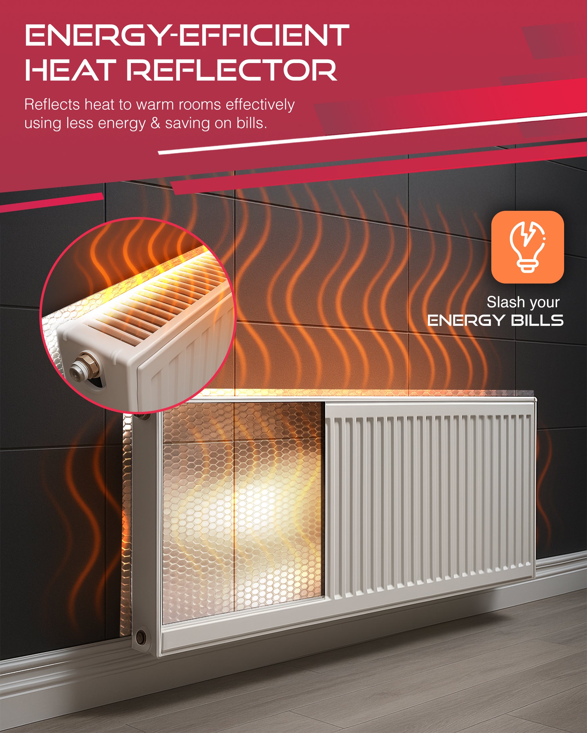 Haltons Reflective Radiator Foil 5m x 60cm – Energy Saving Insulation with 3M Self-Adhesive Pads – Easy to Install, Cut to Size – Reduce Heat Loss & Lower Bills – Covers 3+ Radiators – Thermal Barrier